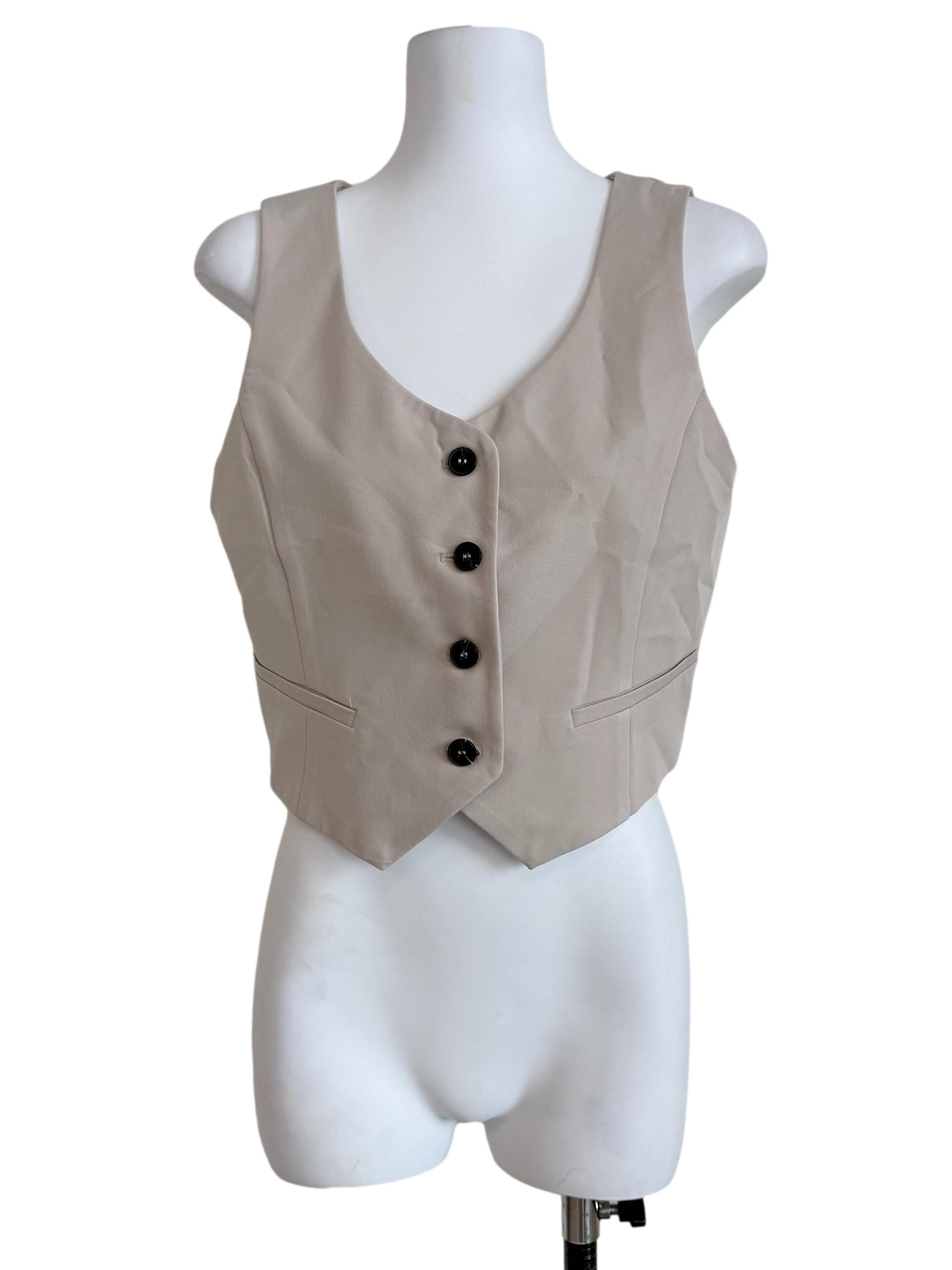 Parchment Beige Sleeveless Vest