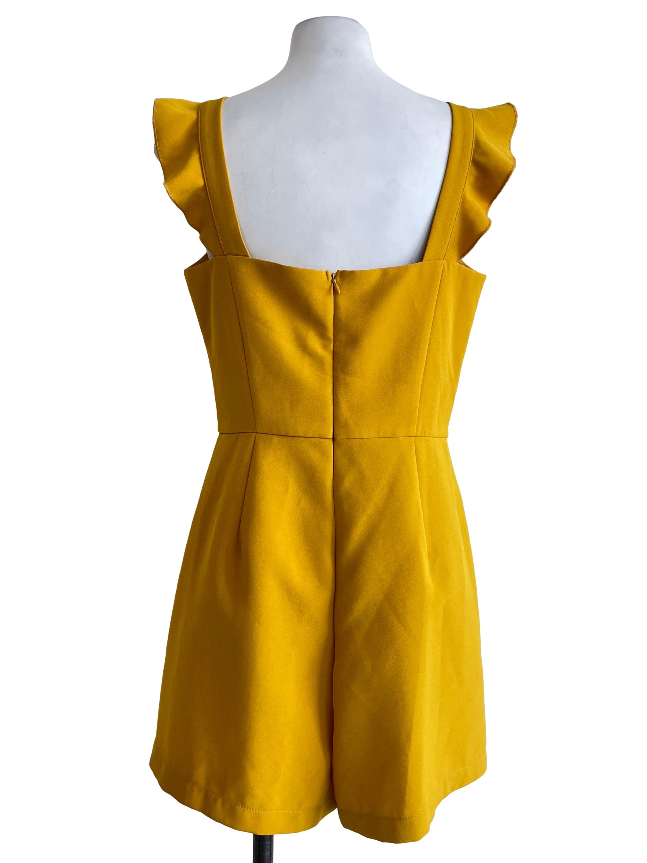 Butter Yellow Ruffle Sleeve Romper