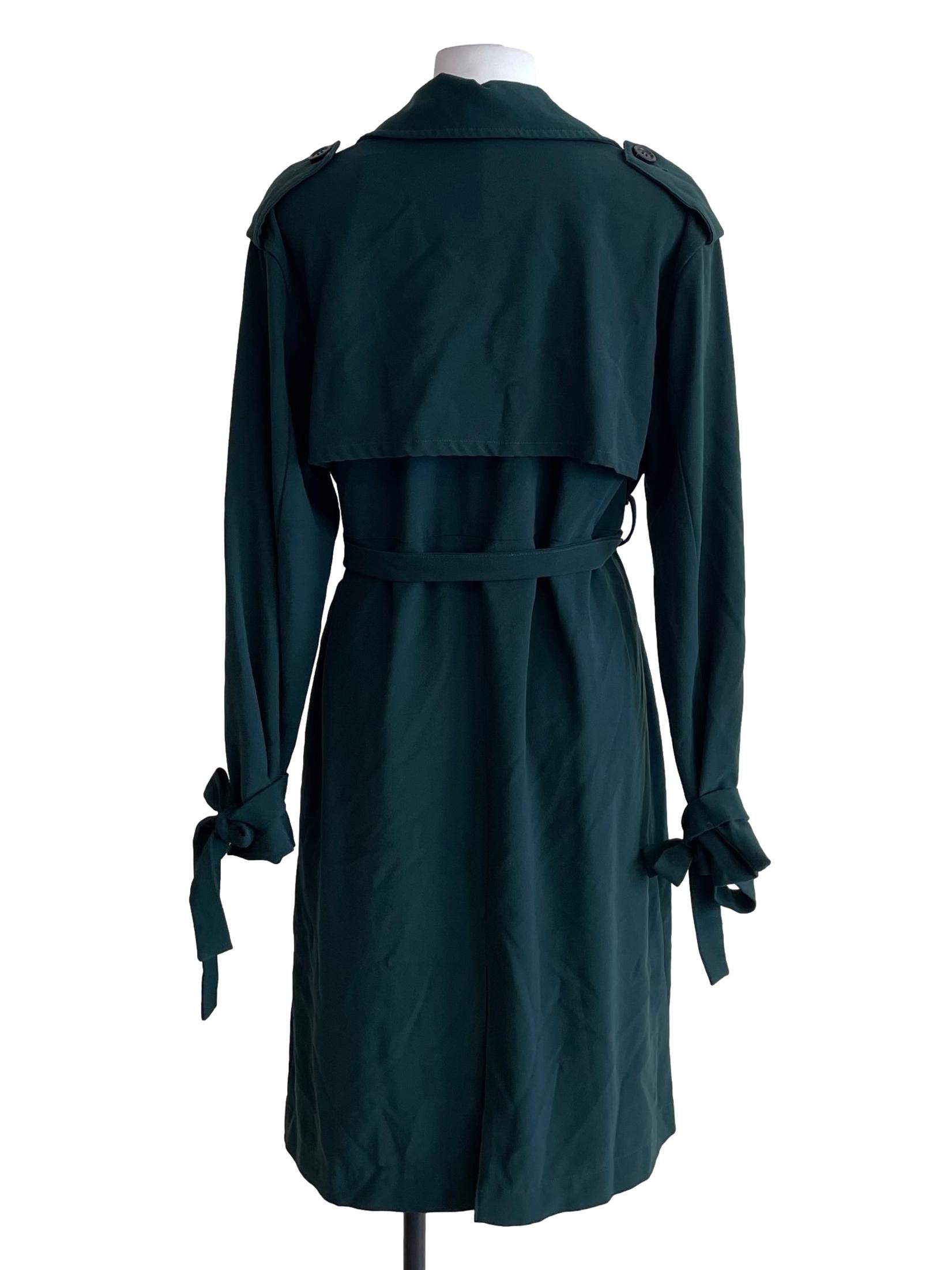 Dark Green Single Breasted Trench Coat