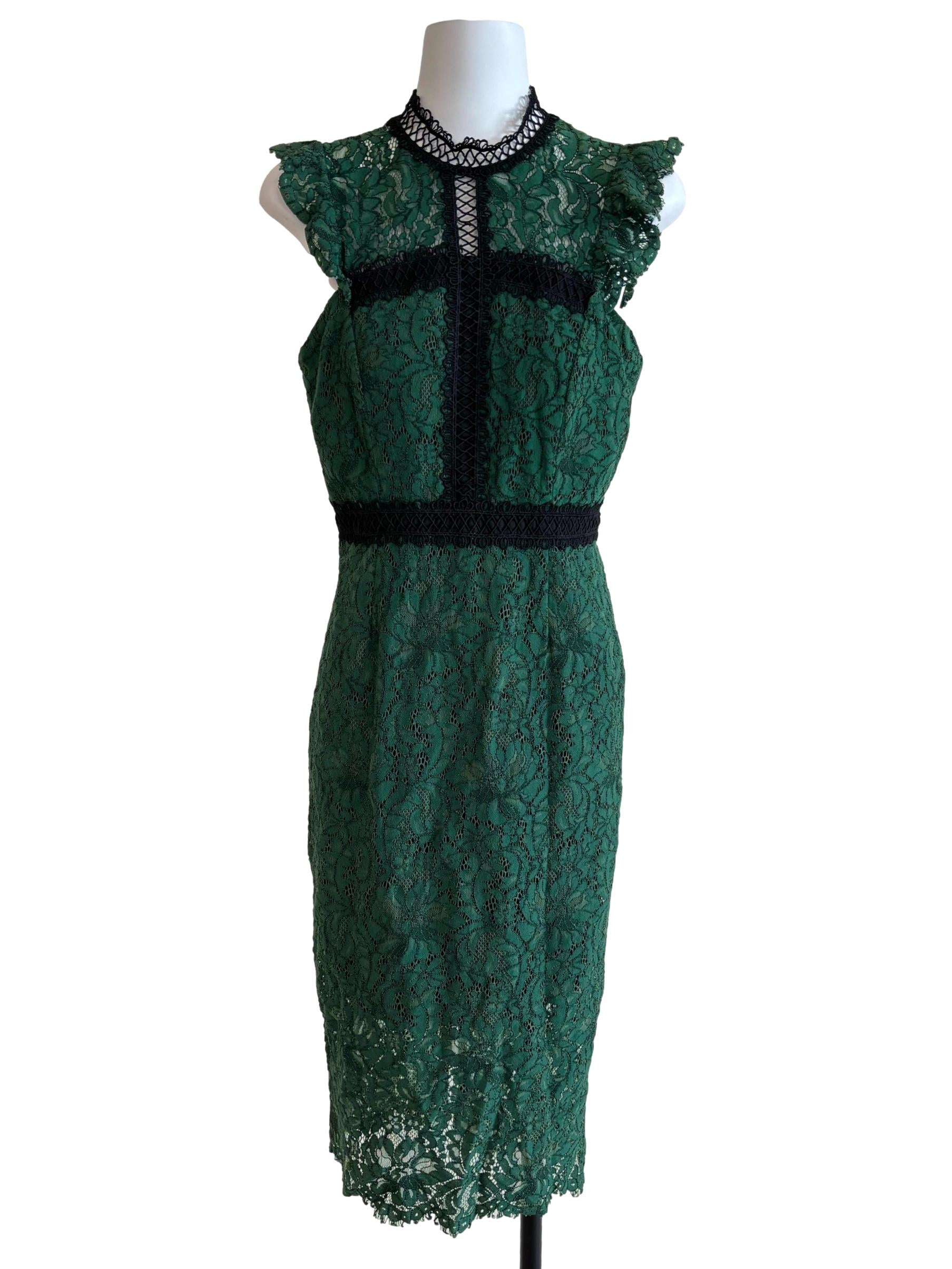 Emerald Green Pencil Lace Dress