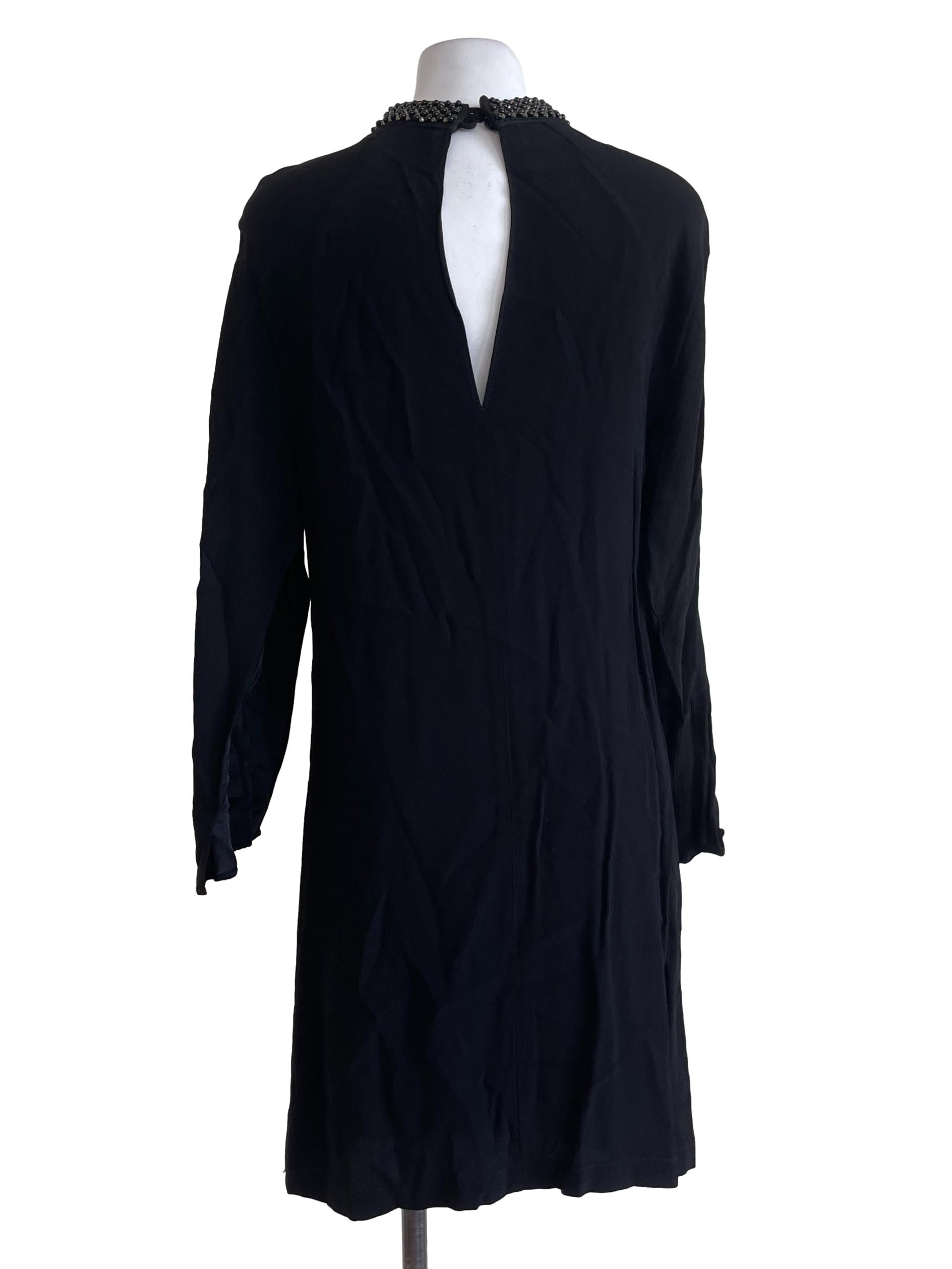 Black Beaded Neckline Dress