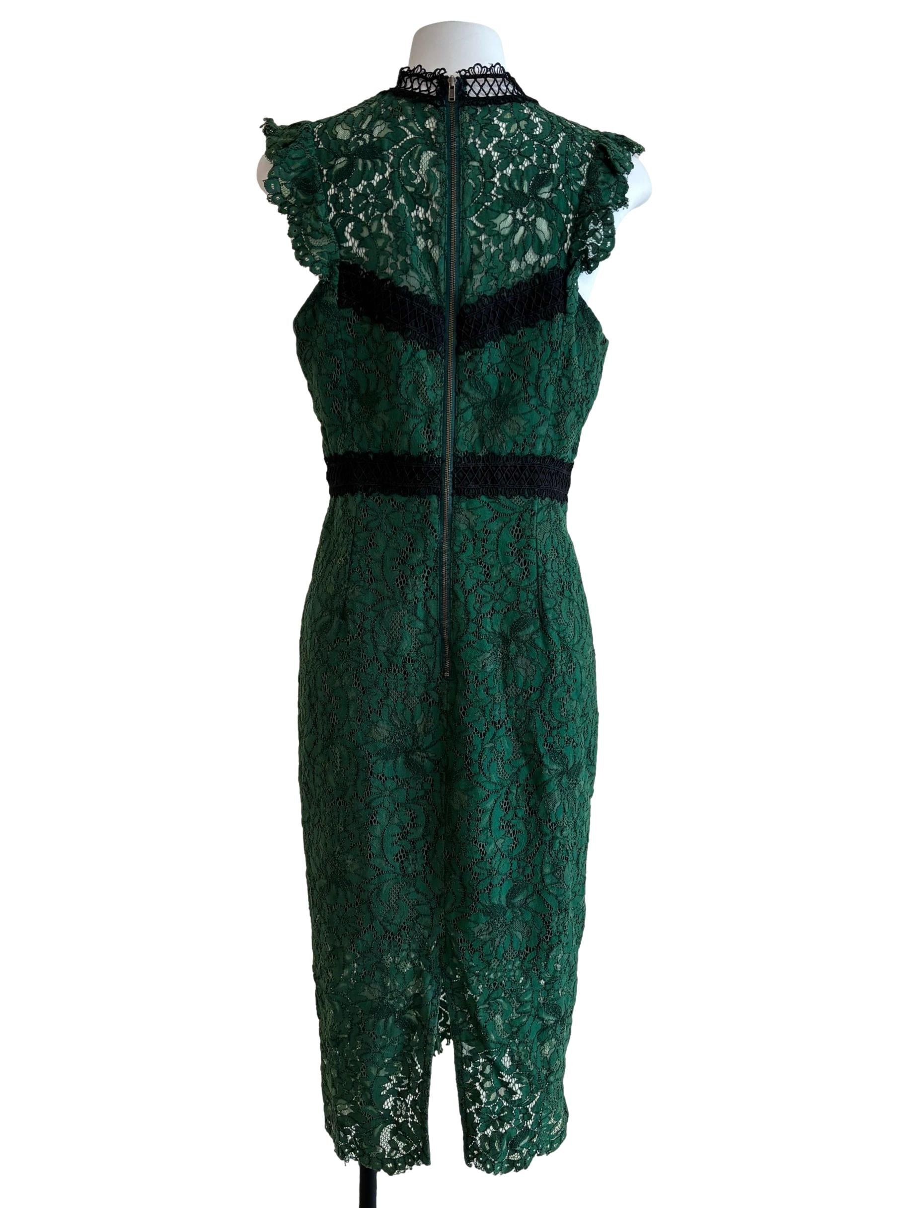 Emerald Green Pencil Lace Dress