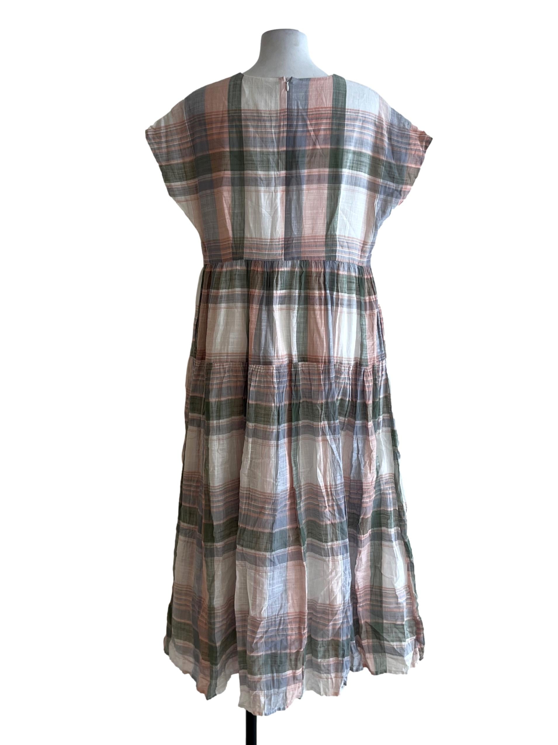 White Tartan Empire Dress