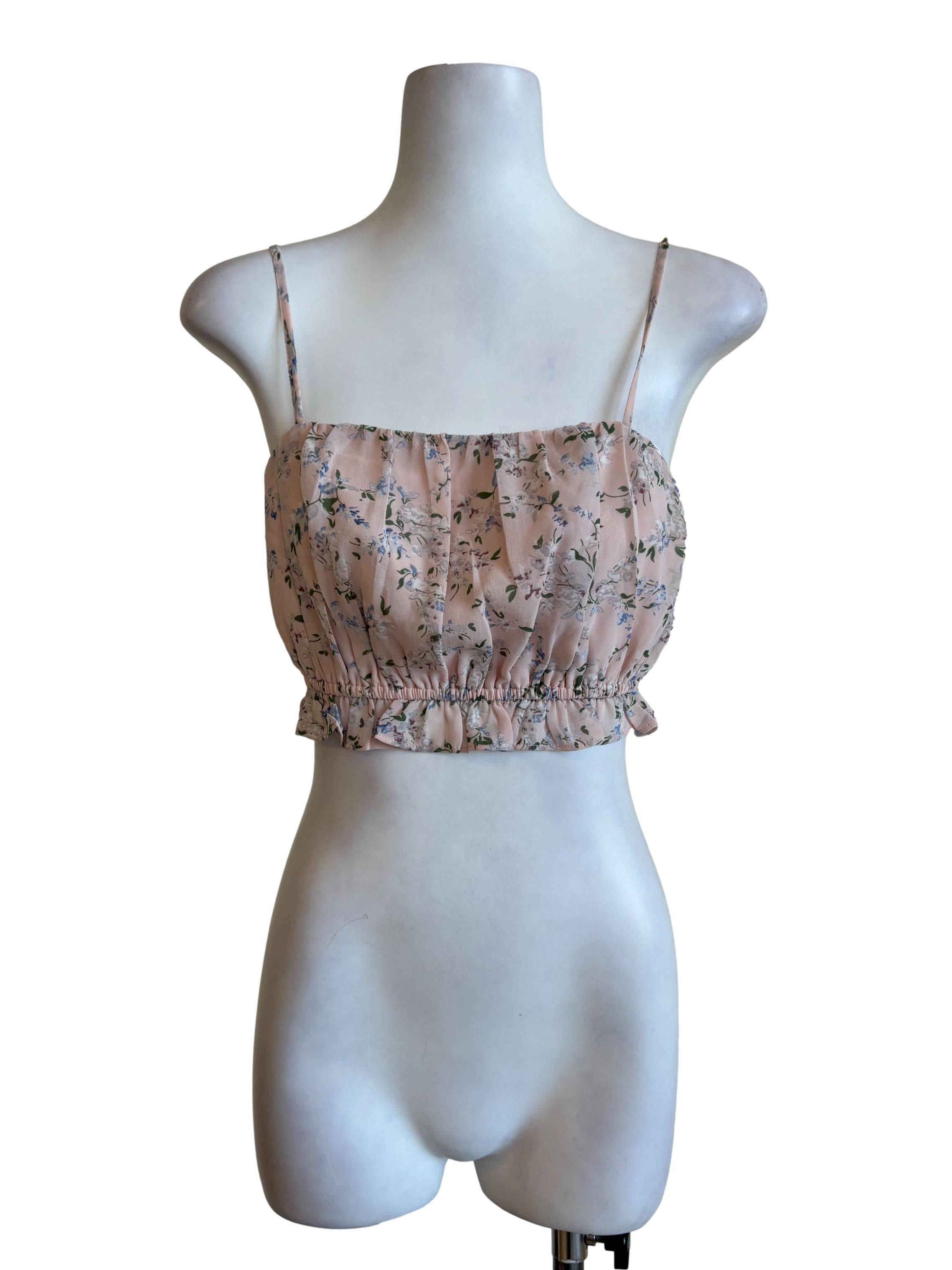 Pink Floral Crop Top