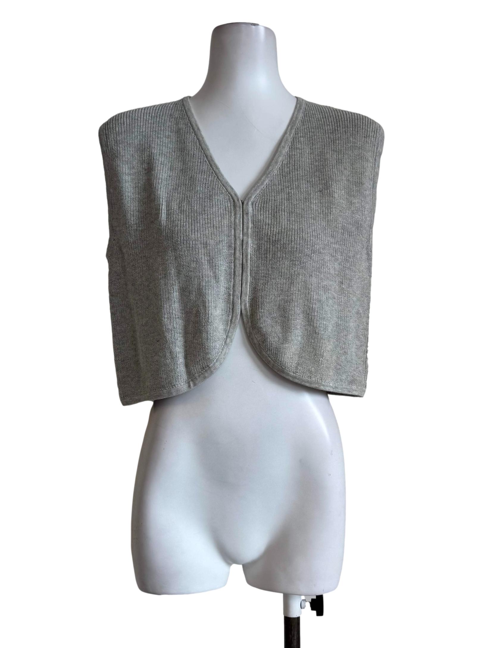 Textured Grey V Neck Vest