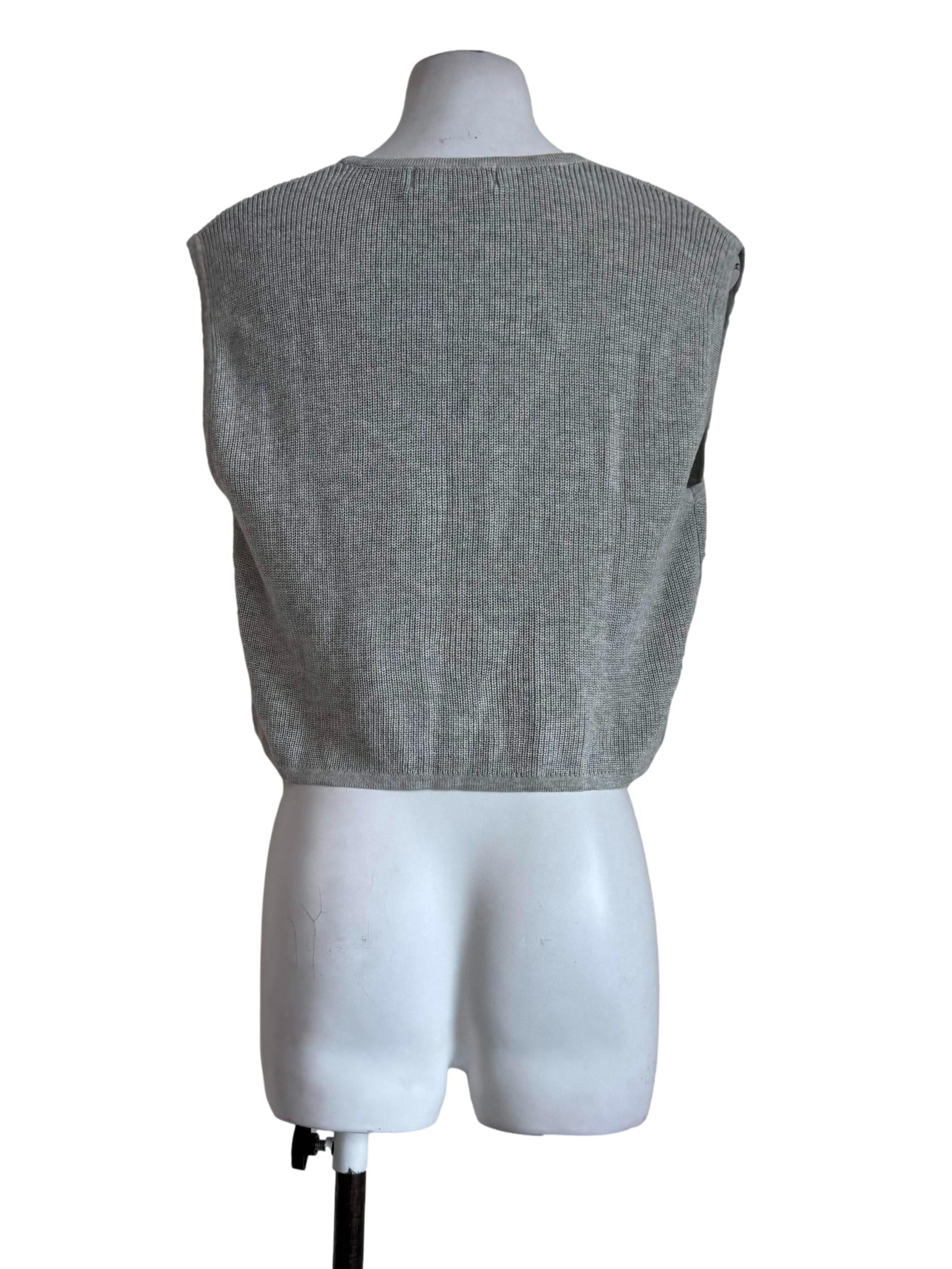 Textured Grey V Neck Vest