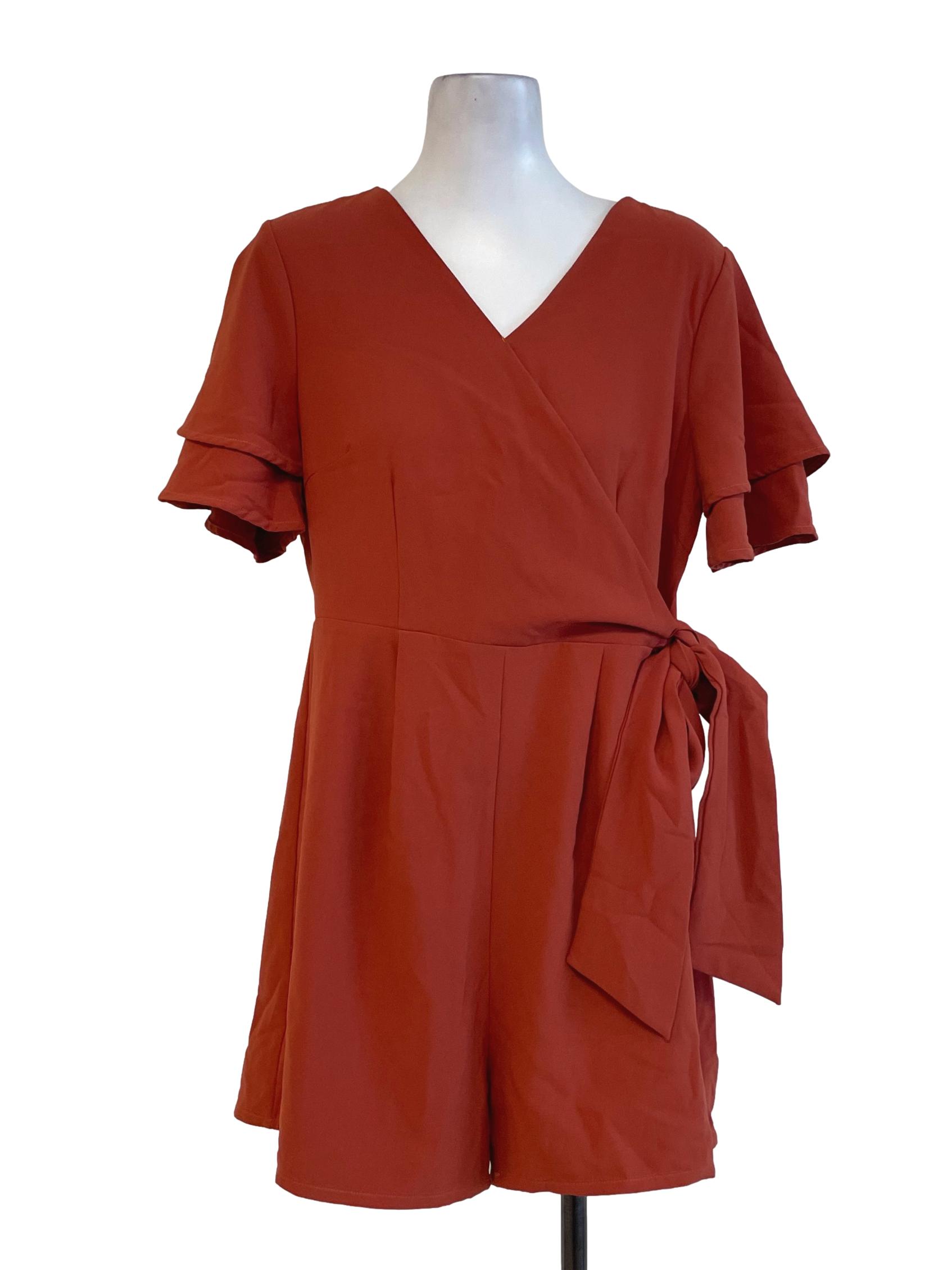 Orange V Neck Rompers