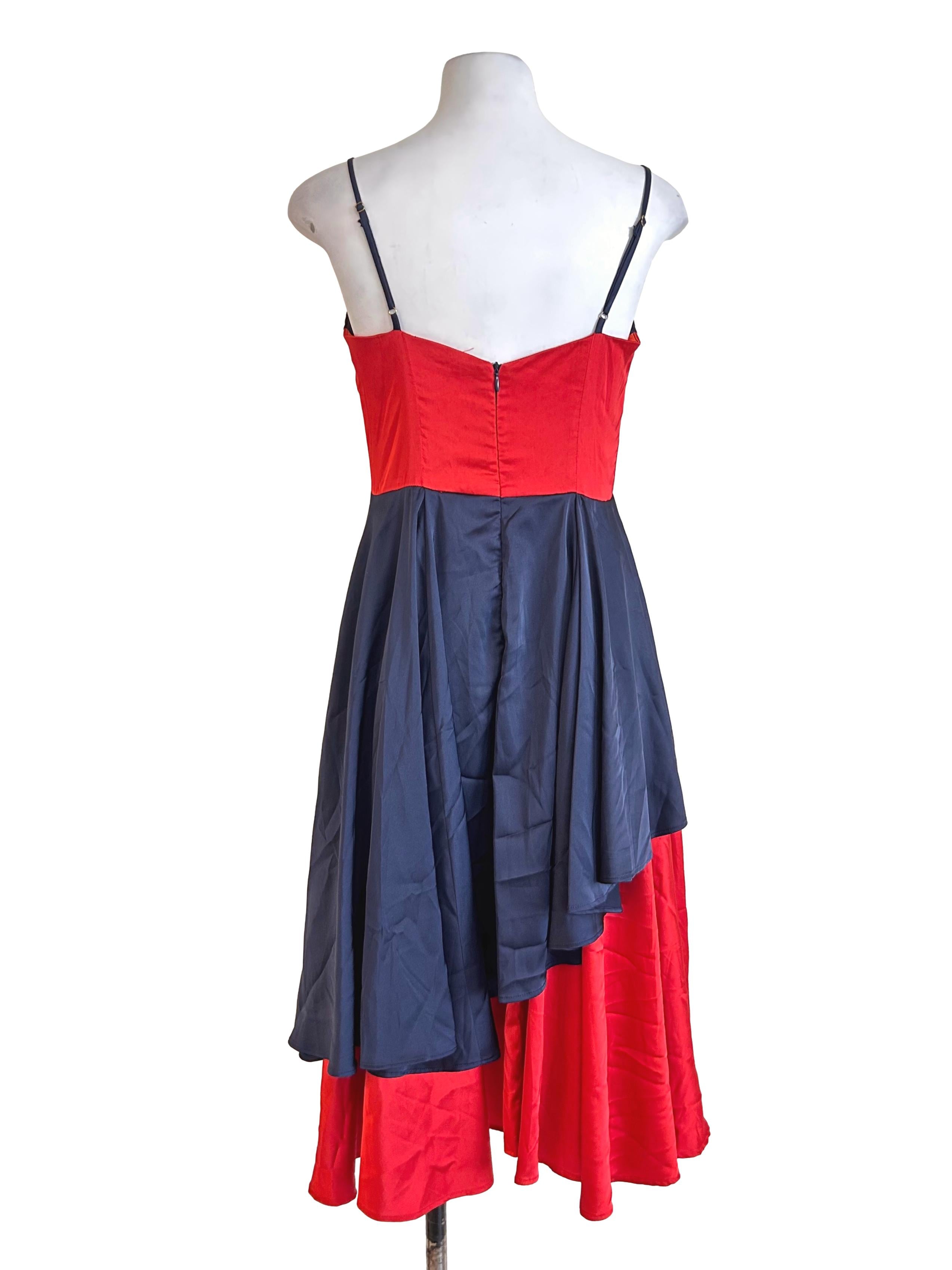 Navy Red Colorblock Slip Dress