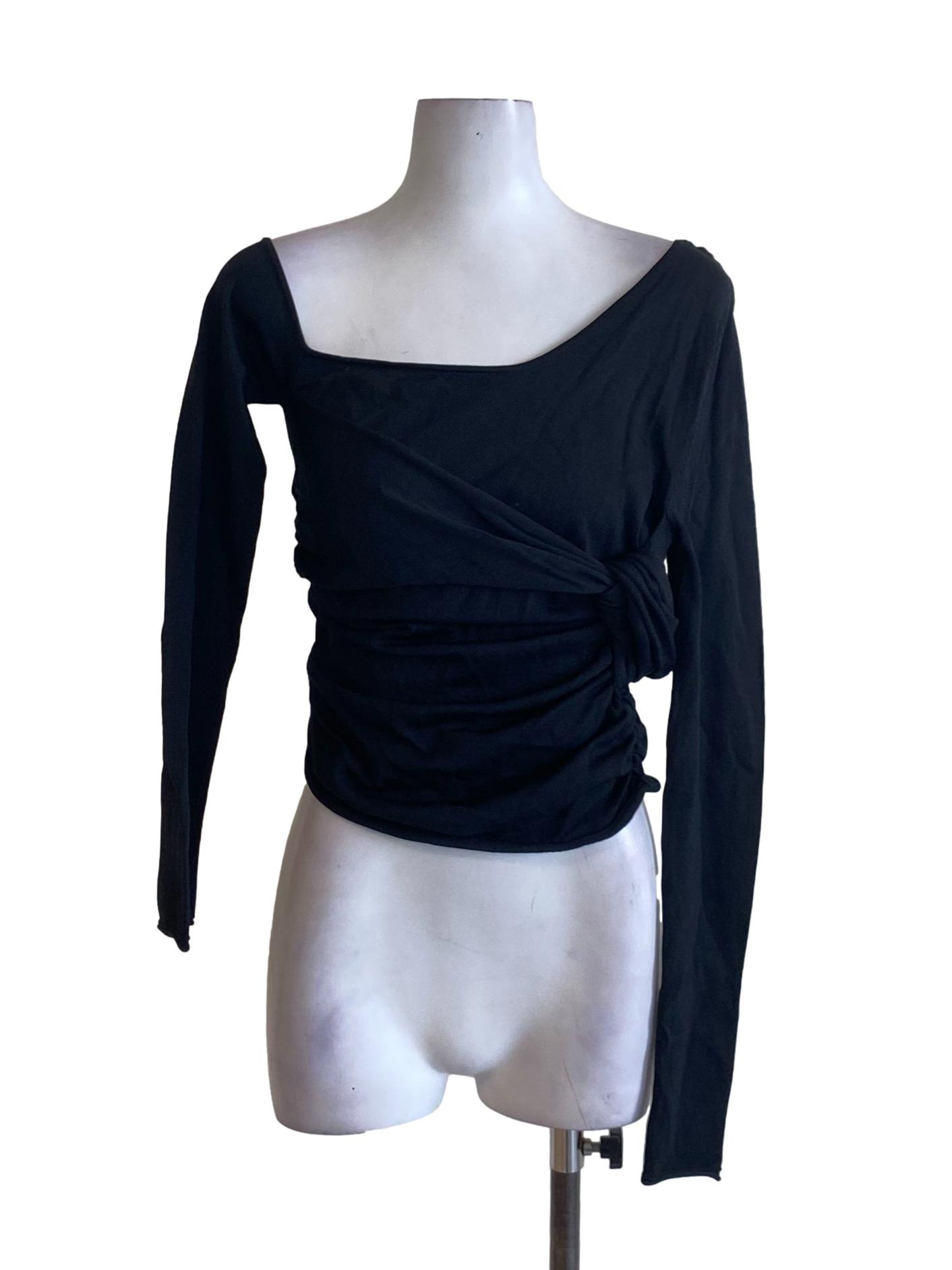 Jade Black Twisted Bust Long Sleeve Knitted Shirt