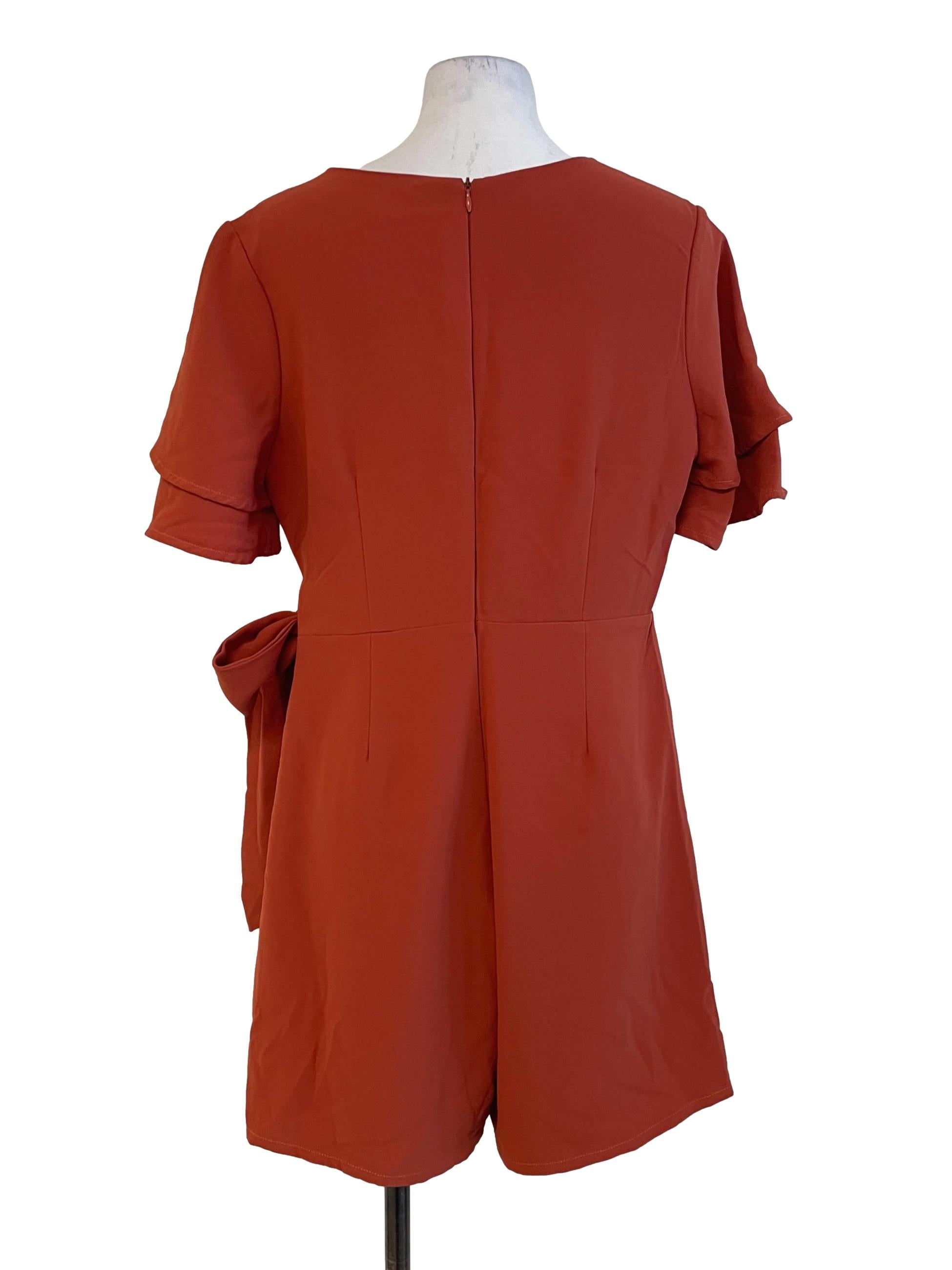 Orange V Neck Rompers