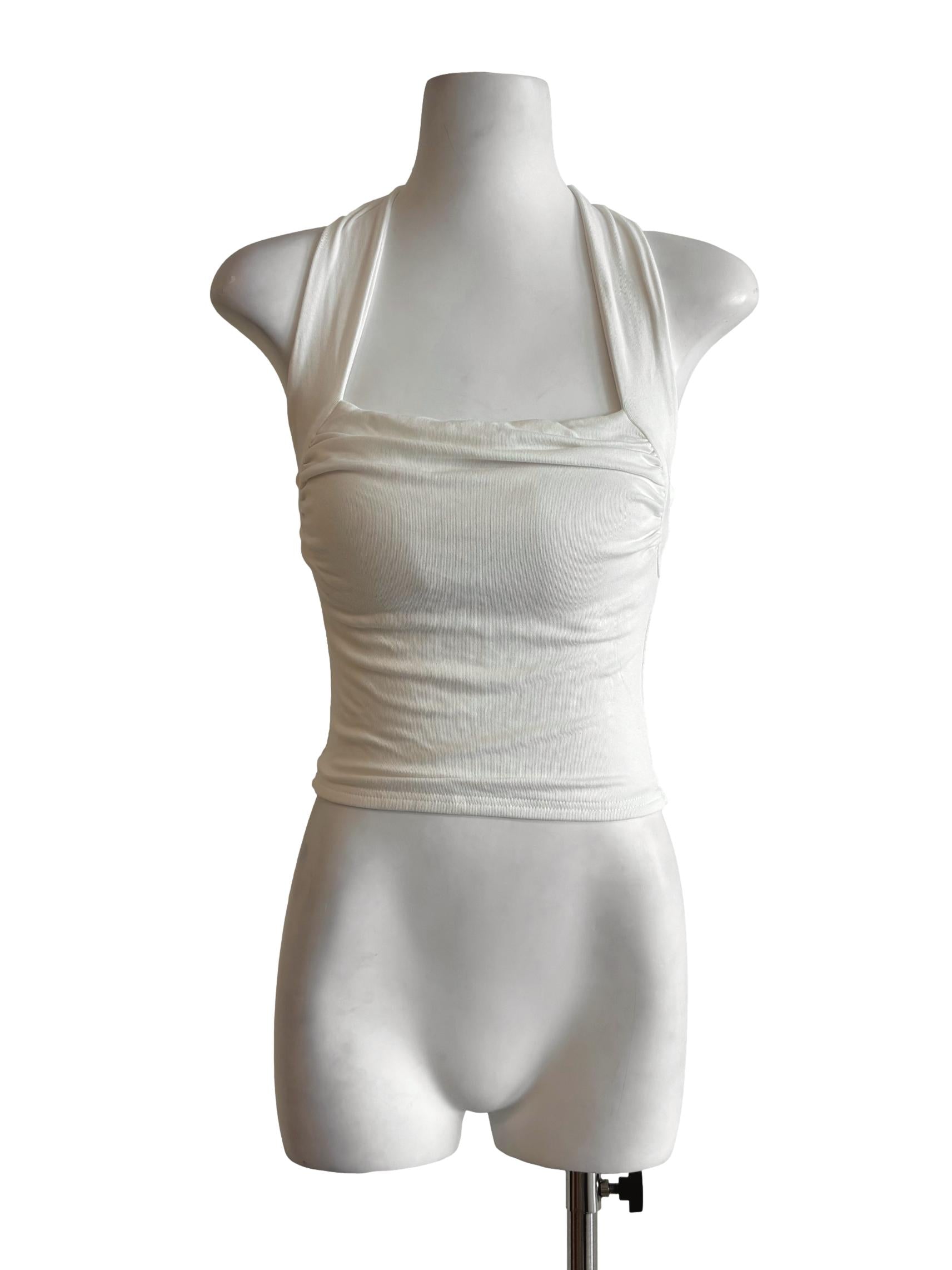 Pearl White Fitted Halter Top