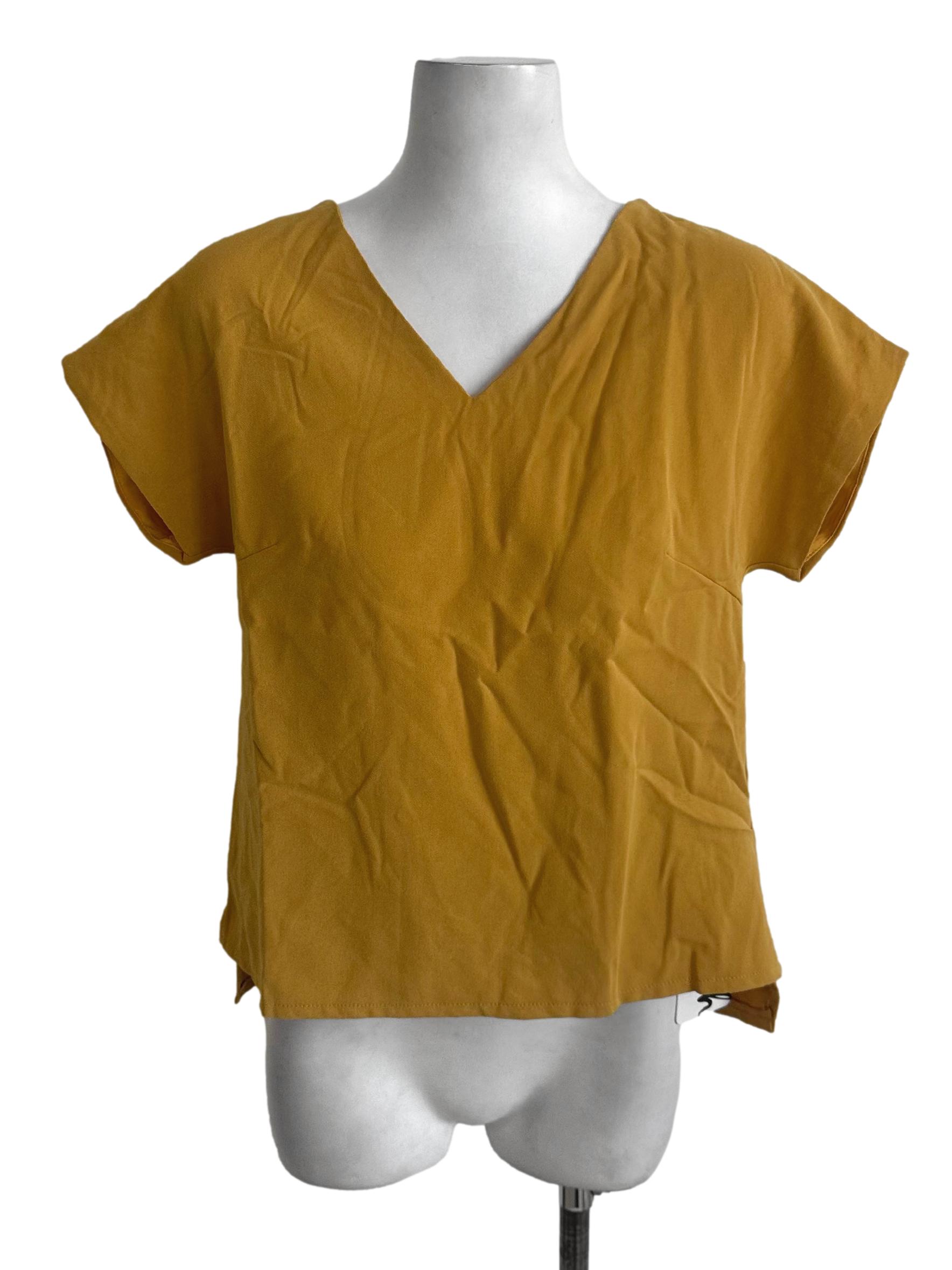 Mustard Yellow V Neck Tied Back Top