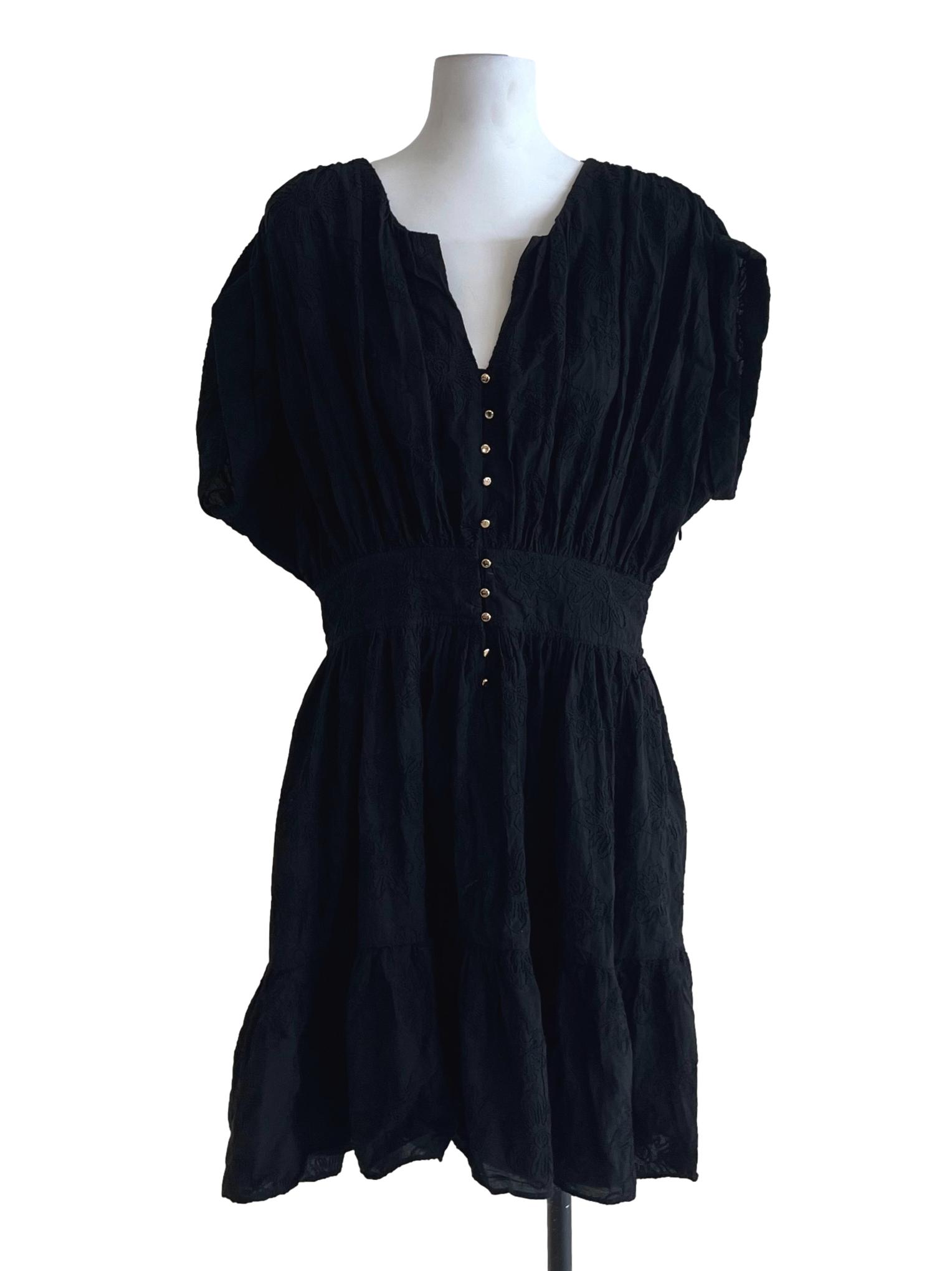 Black V-Neckline Empire Dress