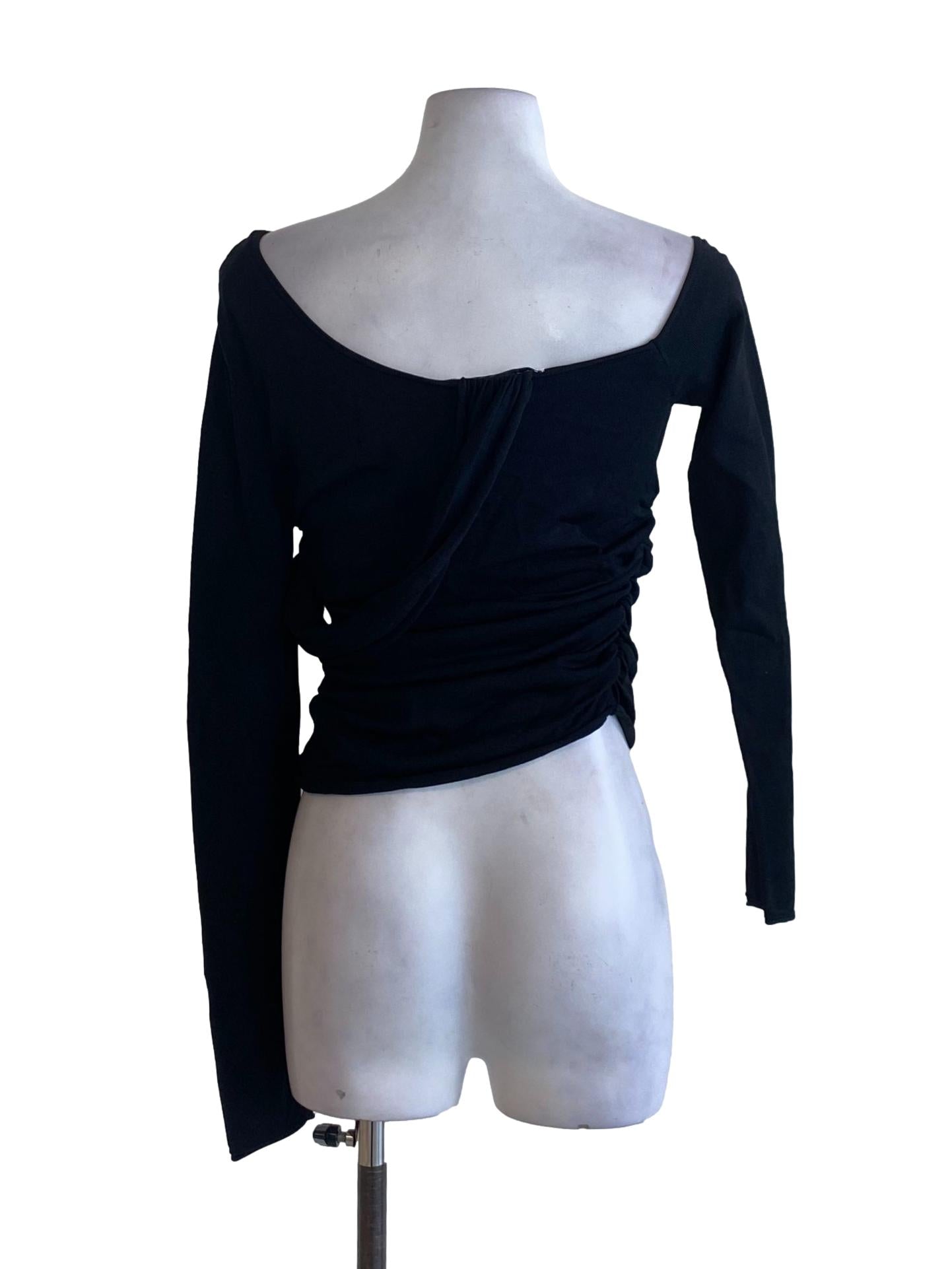 Jade Black Twisted Bust Long Sleeve Knitted Shirt