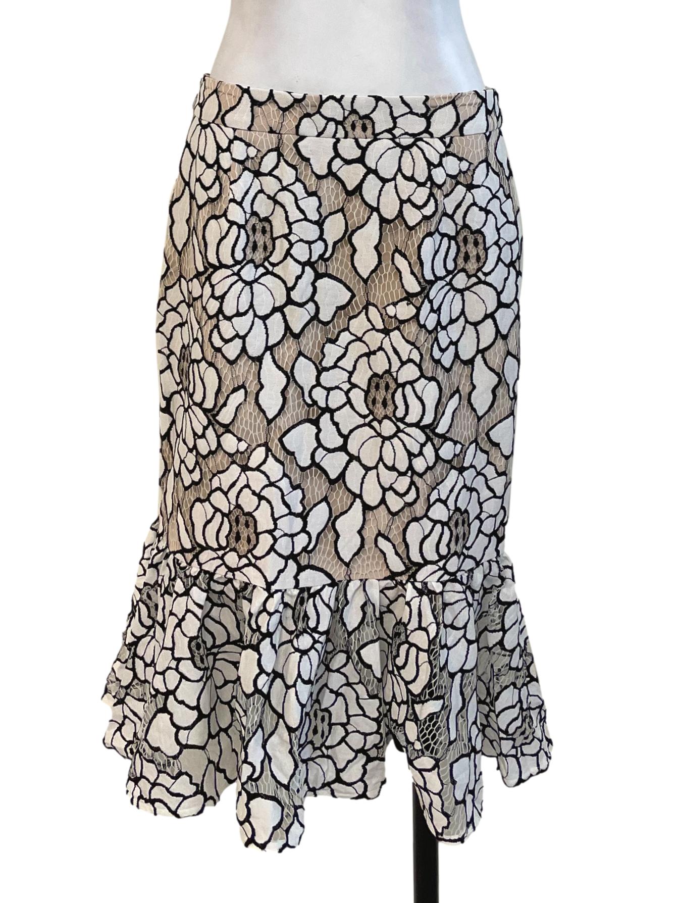 Brown With Black And White Floral Skirt LB