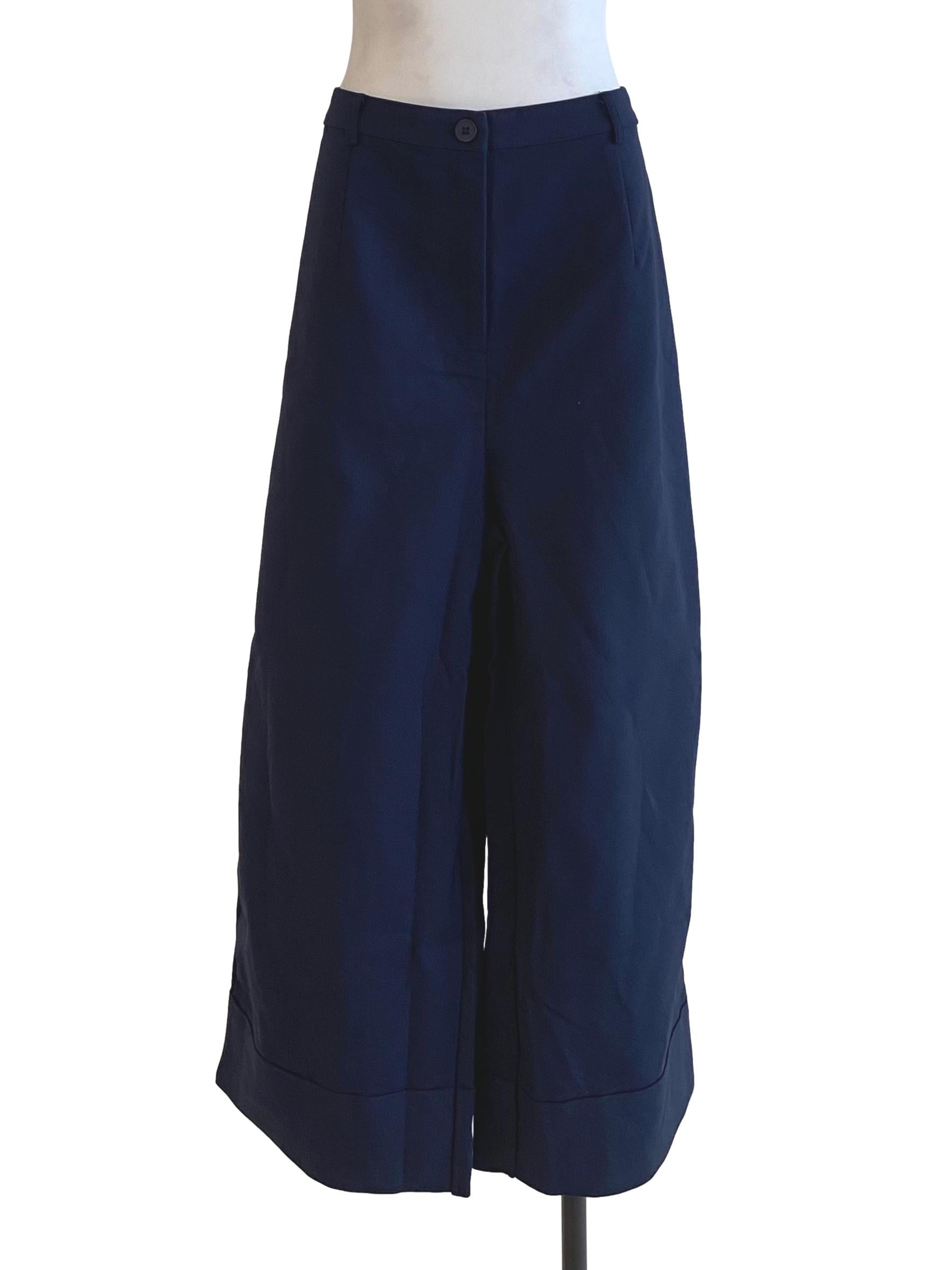 Midnight Navy Blue Plain Pants