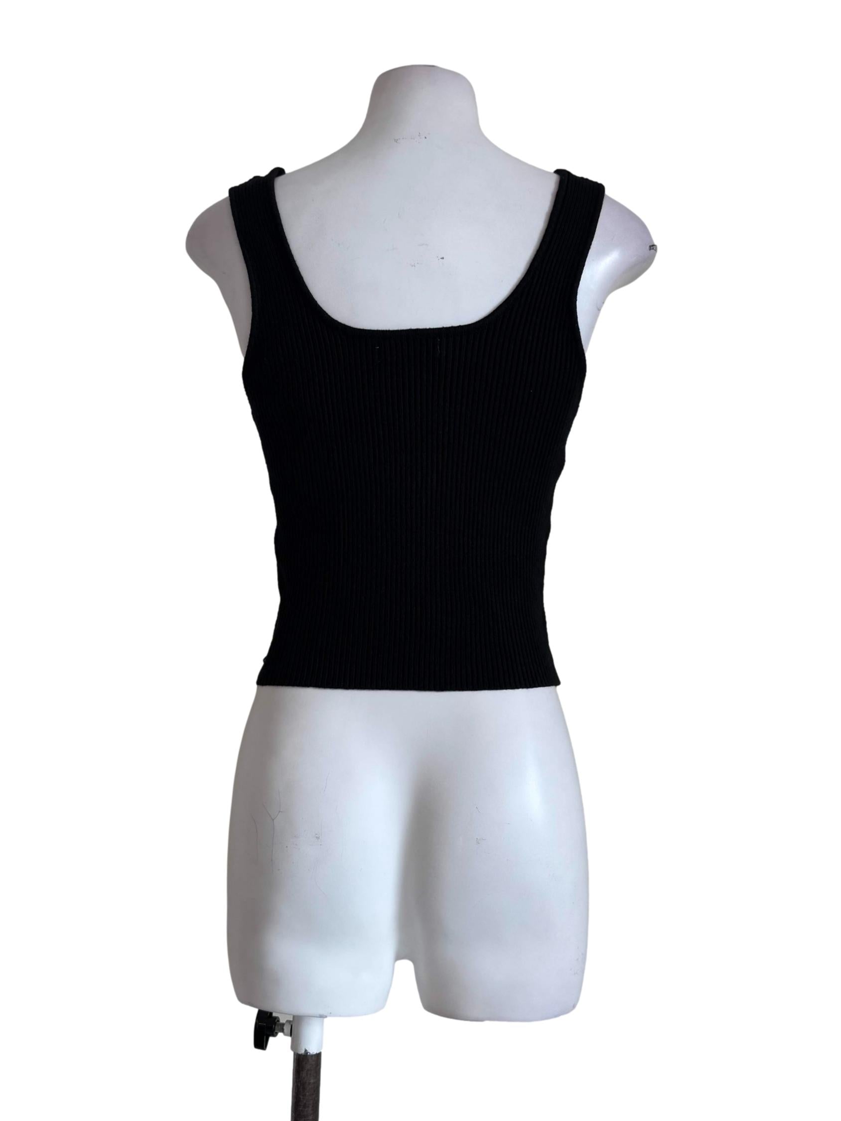 Textured Black Square Neck Top