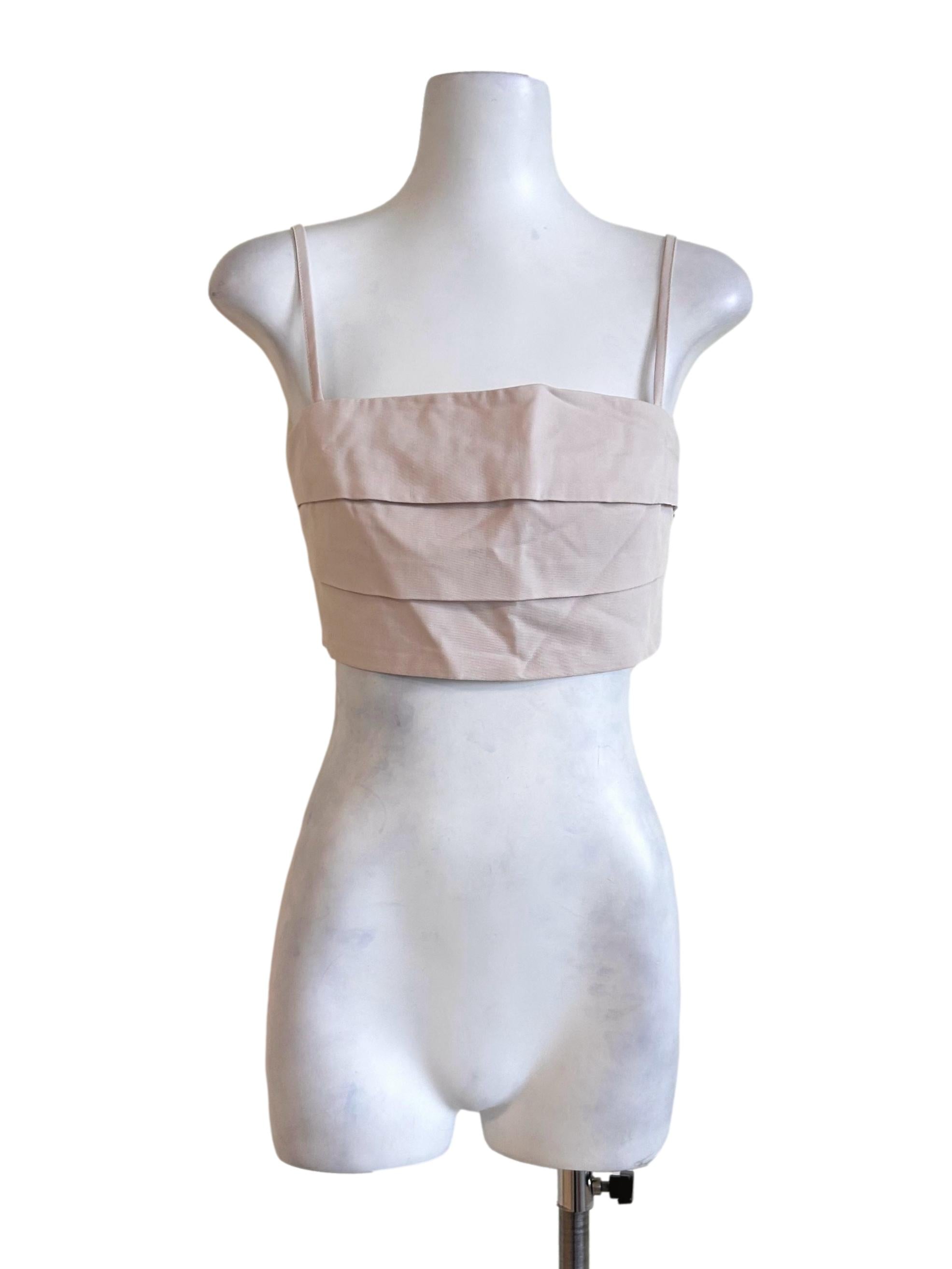 Blush Pink Pleated Strappy Summer Crop Top
