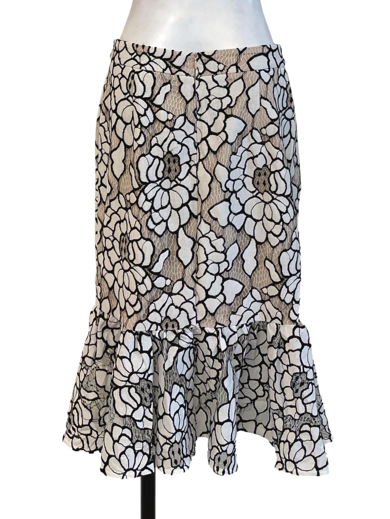 Brown With Black And White Floral Skirt LB