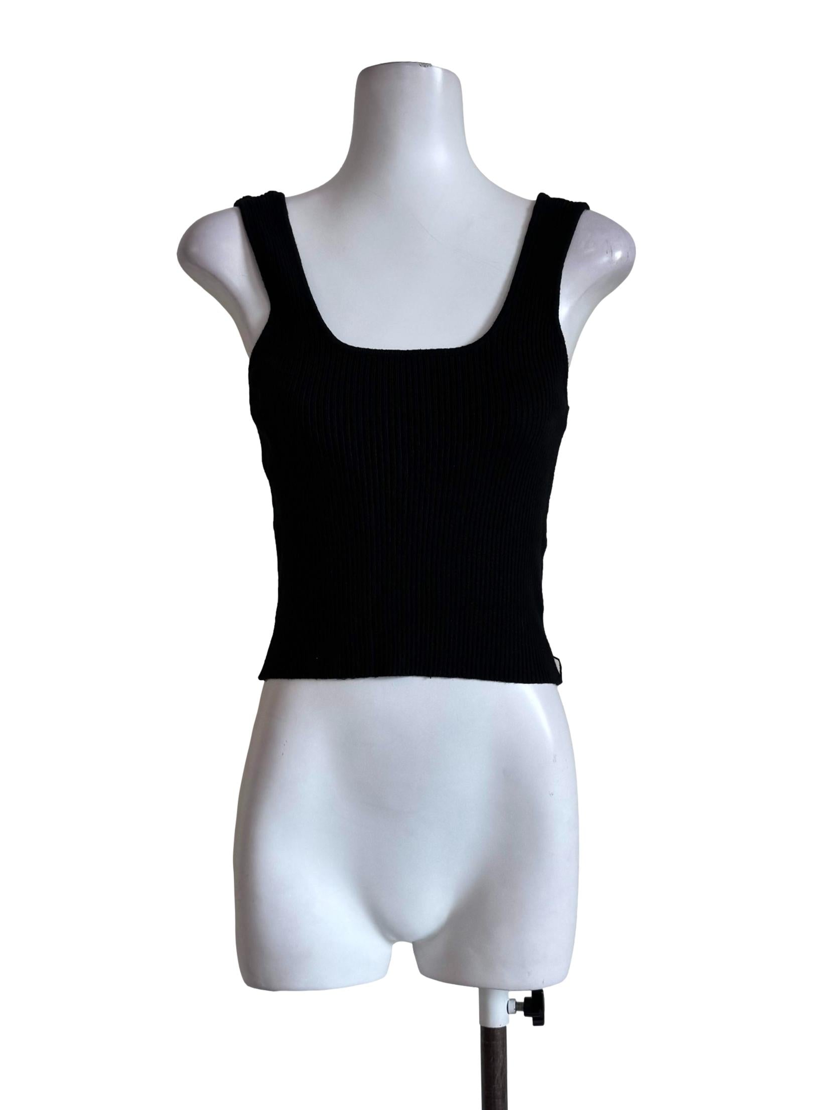 Textured Black Square Neck Top