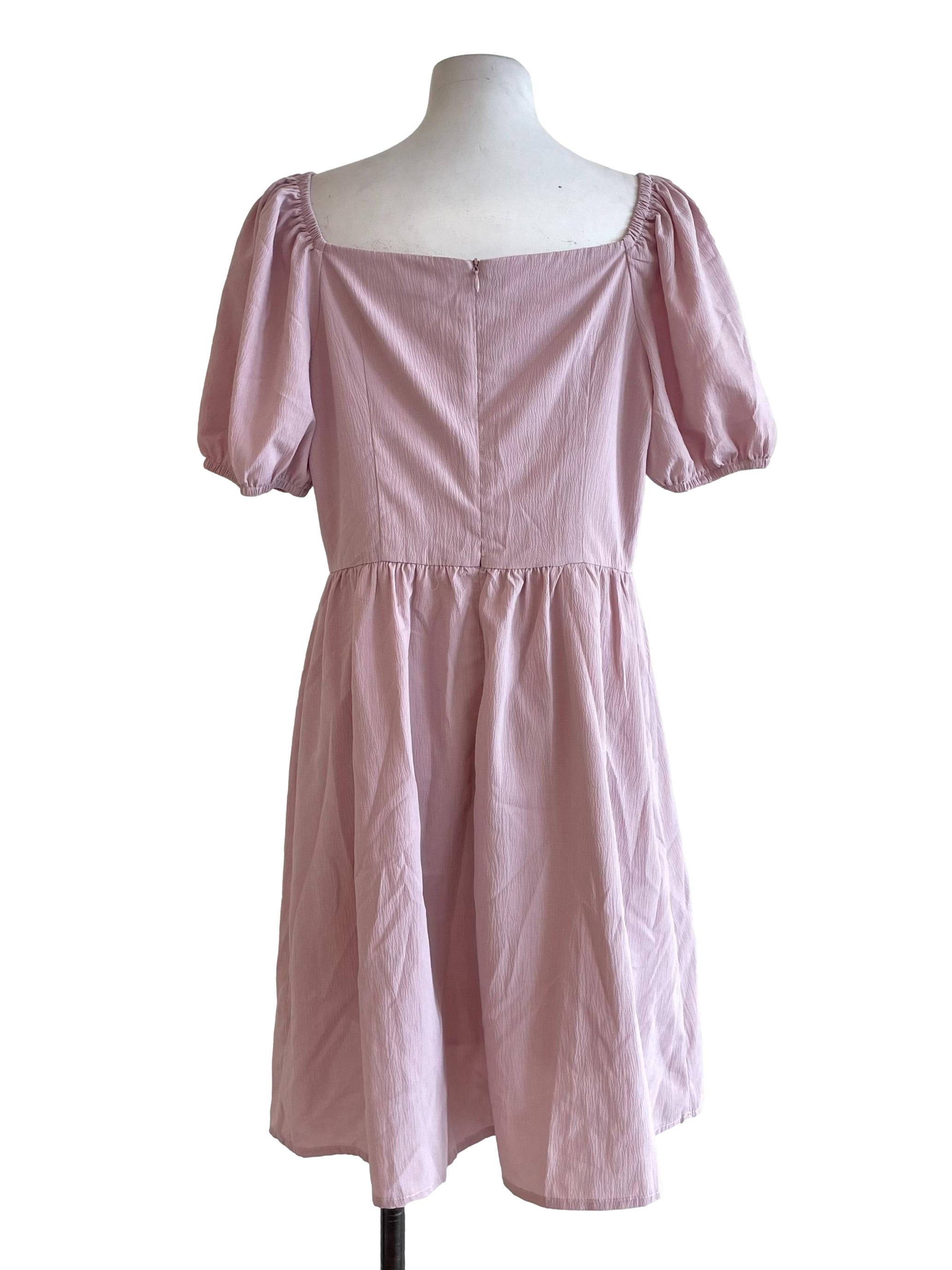 Crepe Pink Square Neck Dress