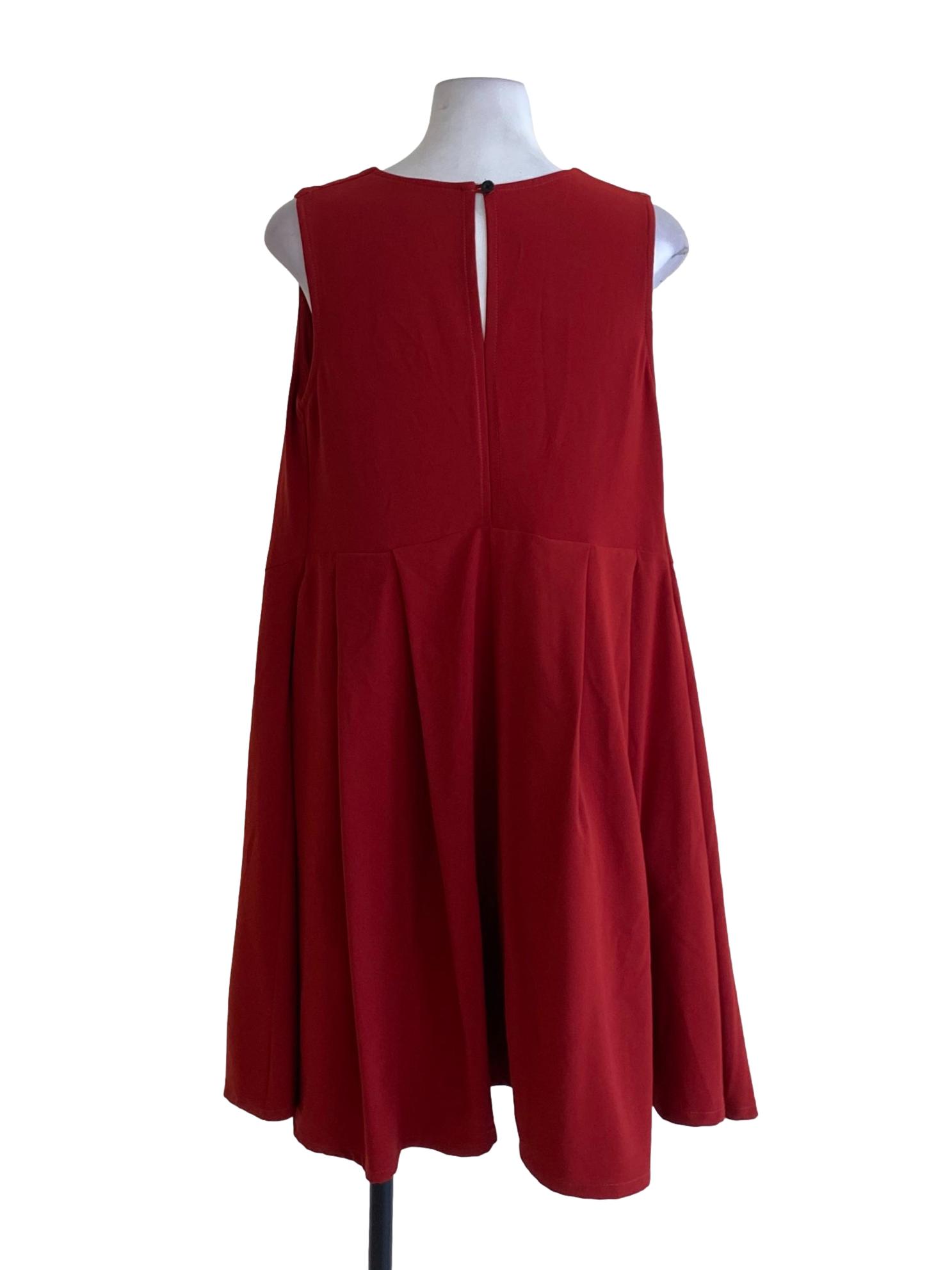 Bronze Orange Round Neck Loose Shift Dress