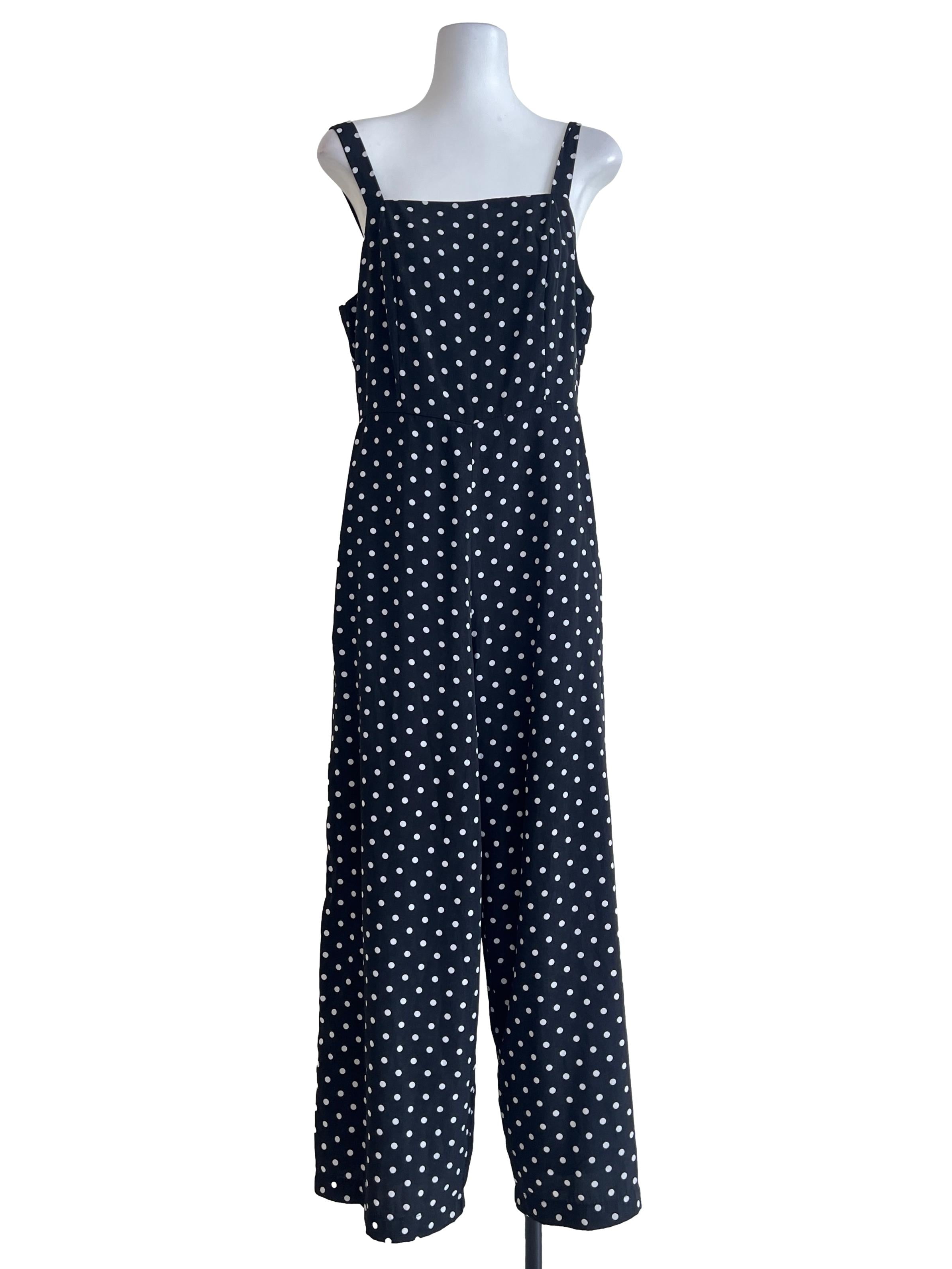Pitch Black Square Polkadot Jumpsuit