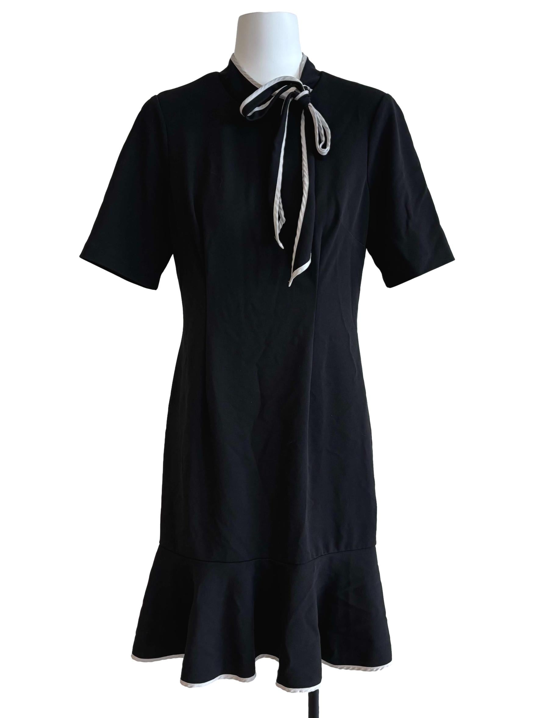 Rich Black Ruffle Ribbon Dress