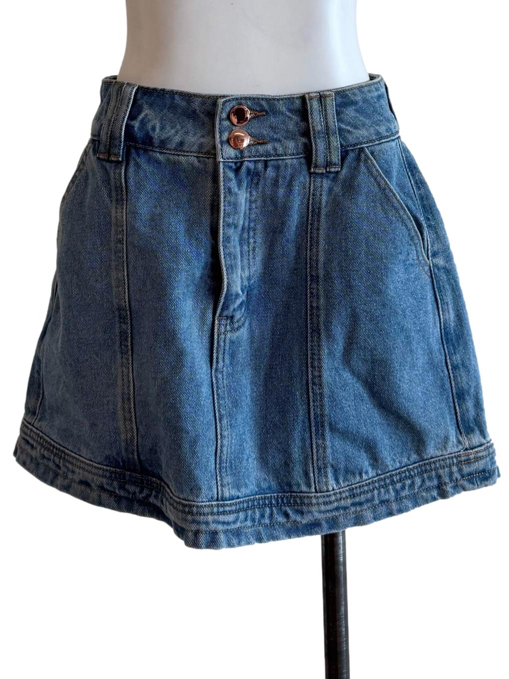 Wash Denim Mini Skirt