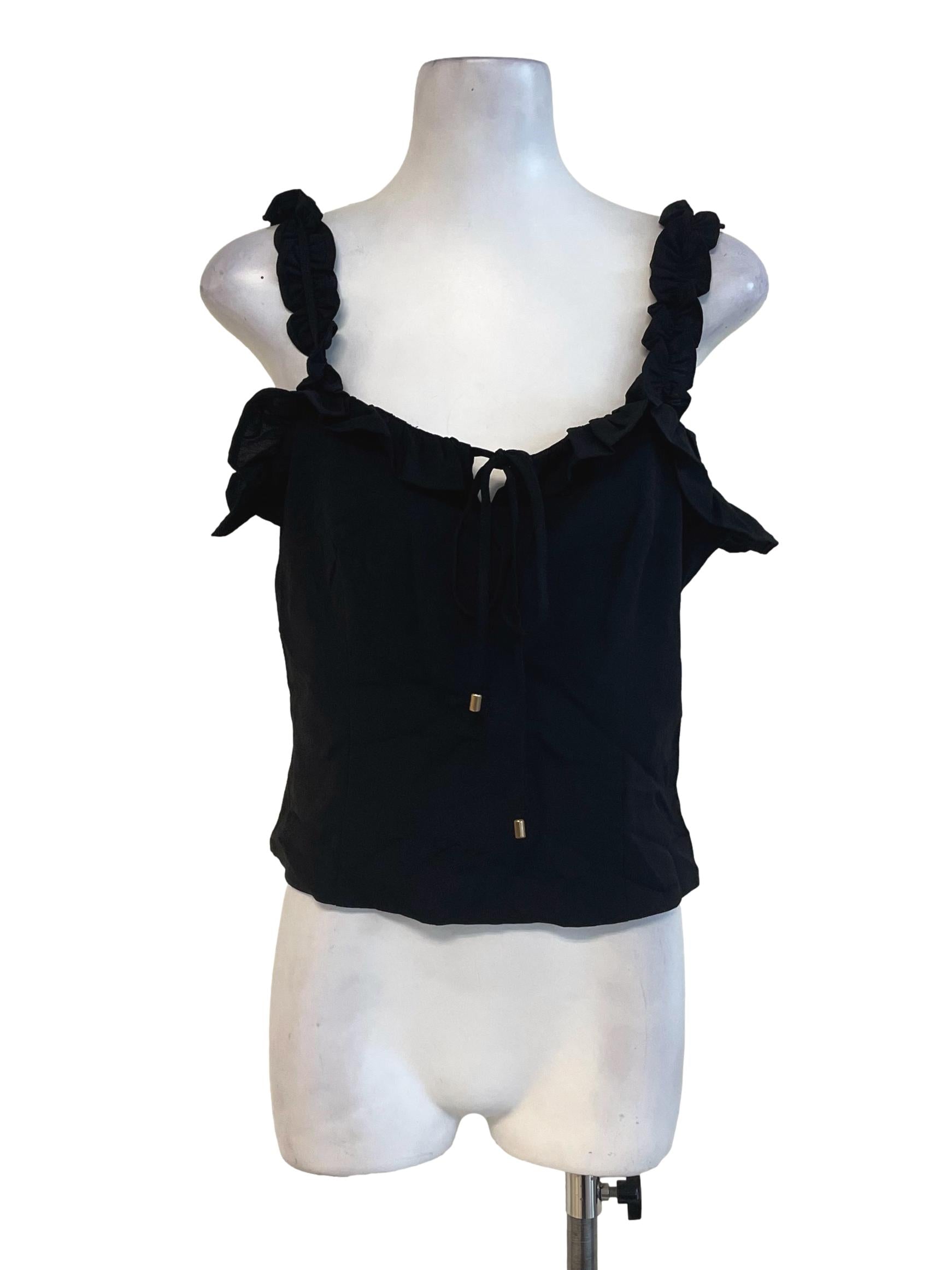 Black Ruffled Sleeves Blouse LB