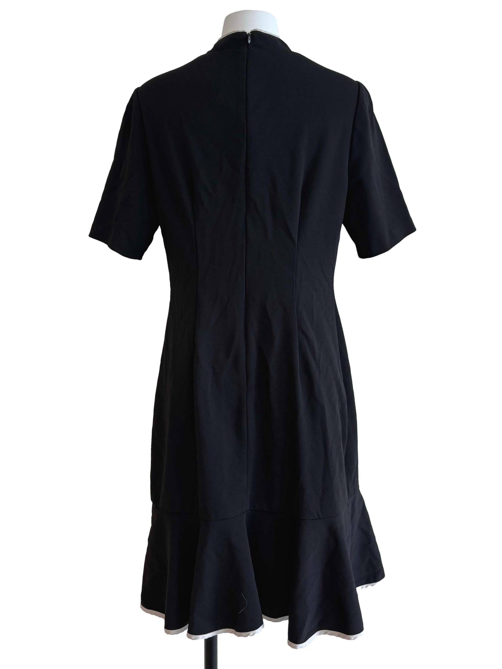 Rich Black Ruffle Ribbon Dress