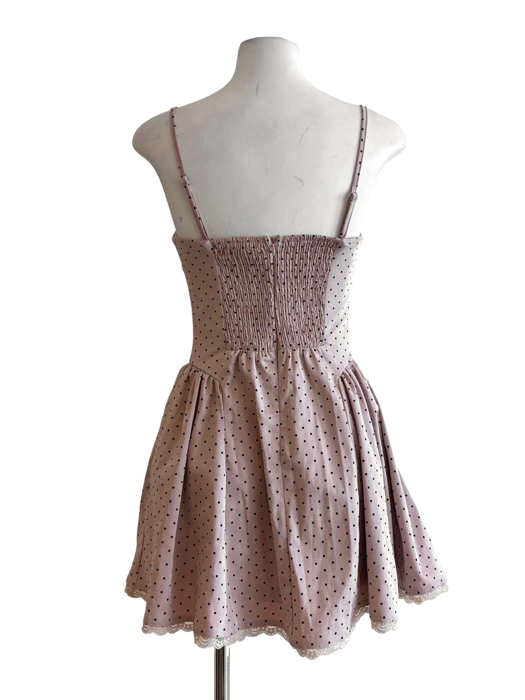 Nude Pink Polka Dot Doll Dress