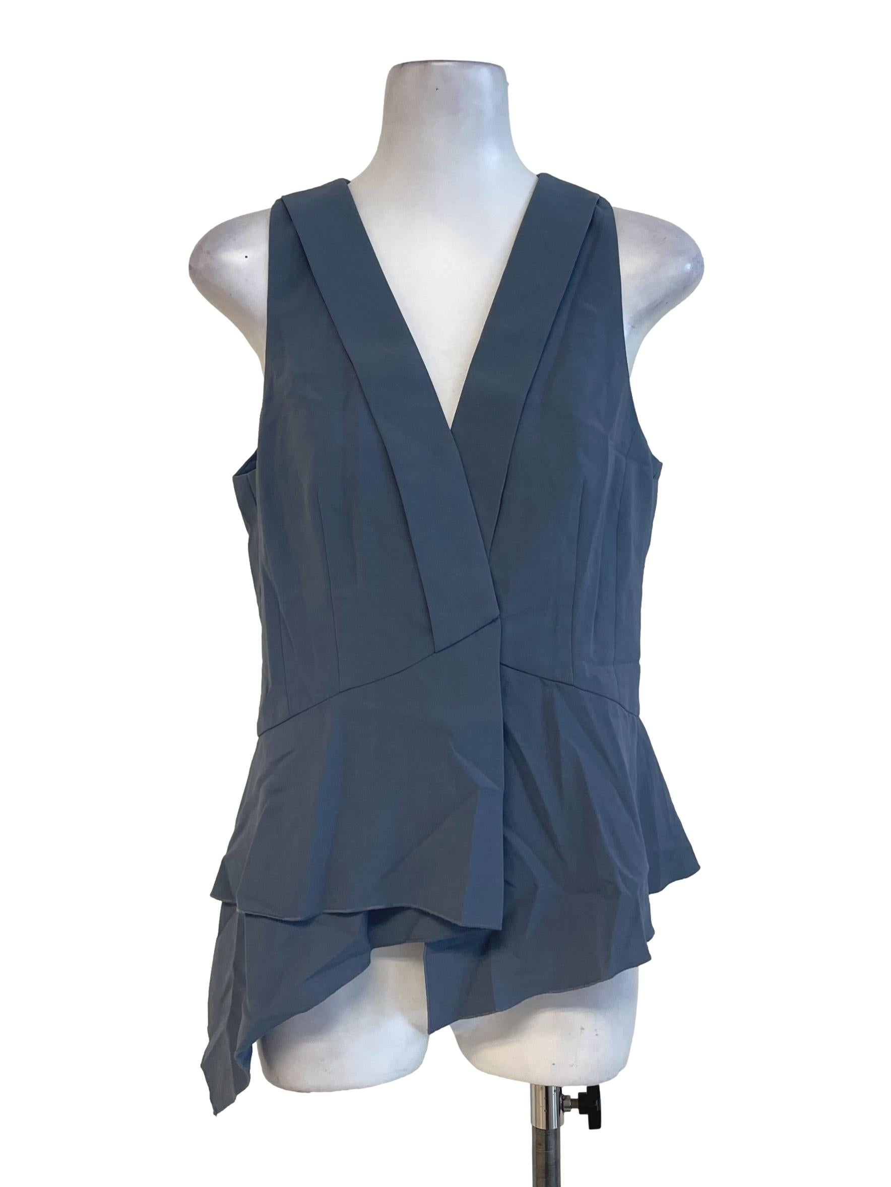 Blue-Grey V Neck Blouse LB