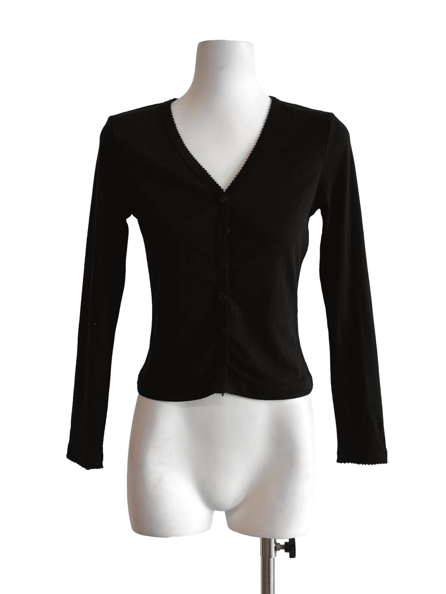 Jet Black V-Neck Cardigan TTR