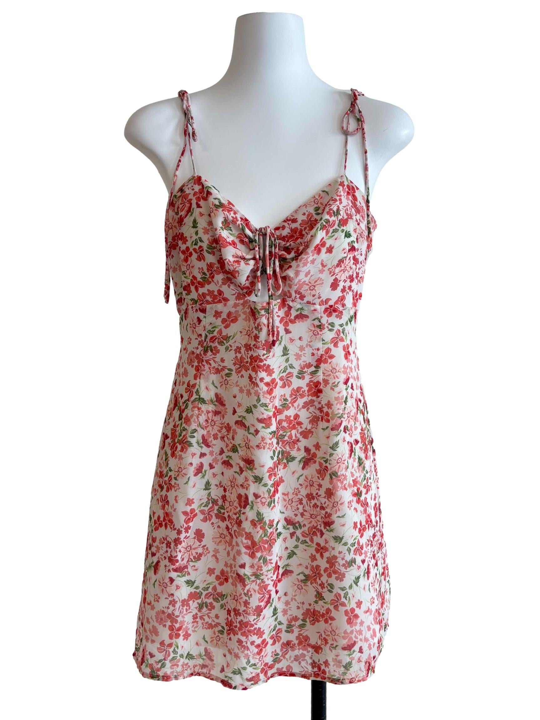 Blush Red Floral Mini Sun Dress