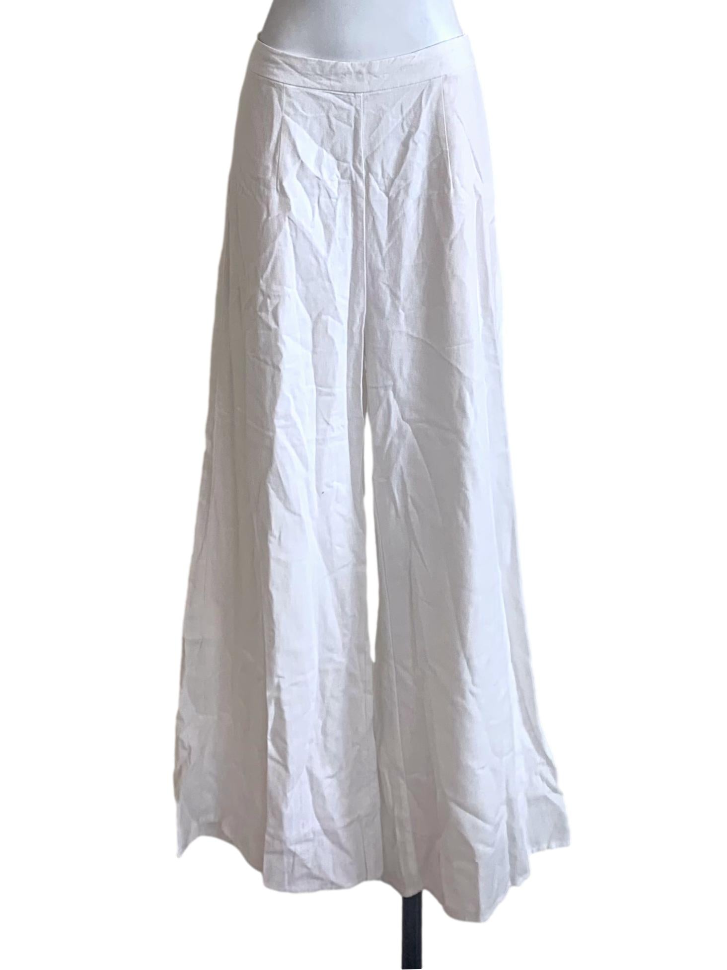 Cotton White Wide Leg Pants LB