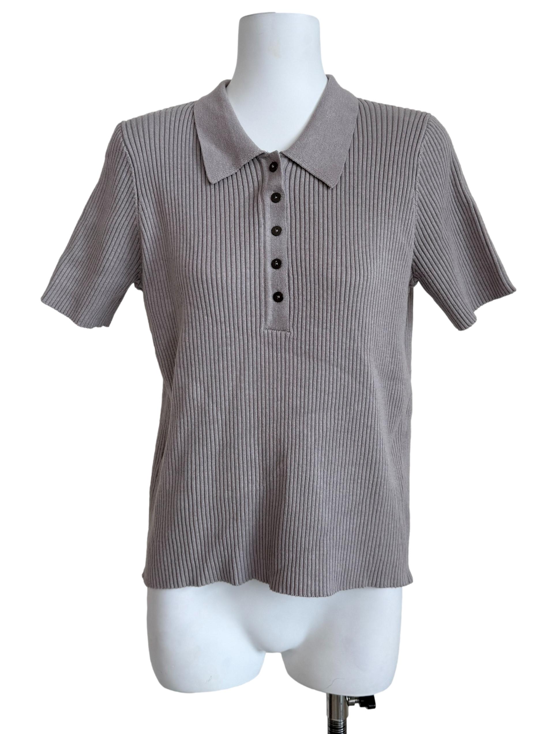 Graphite Grey Knit Polo Top