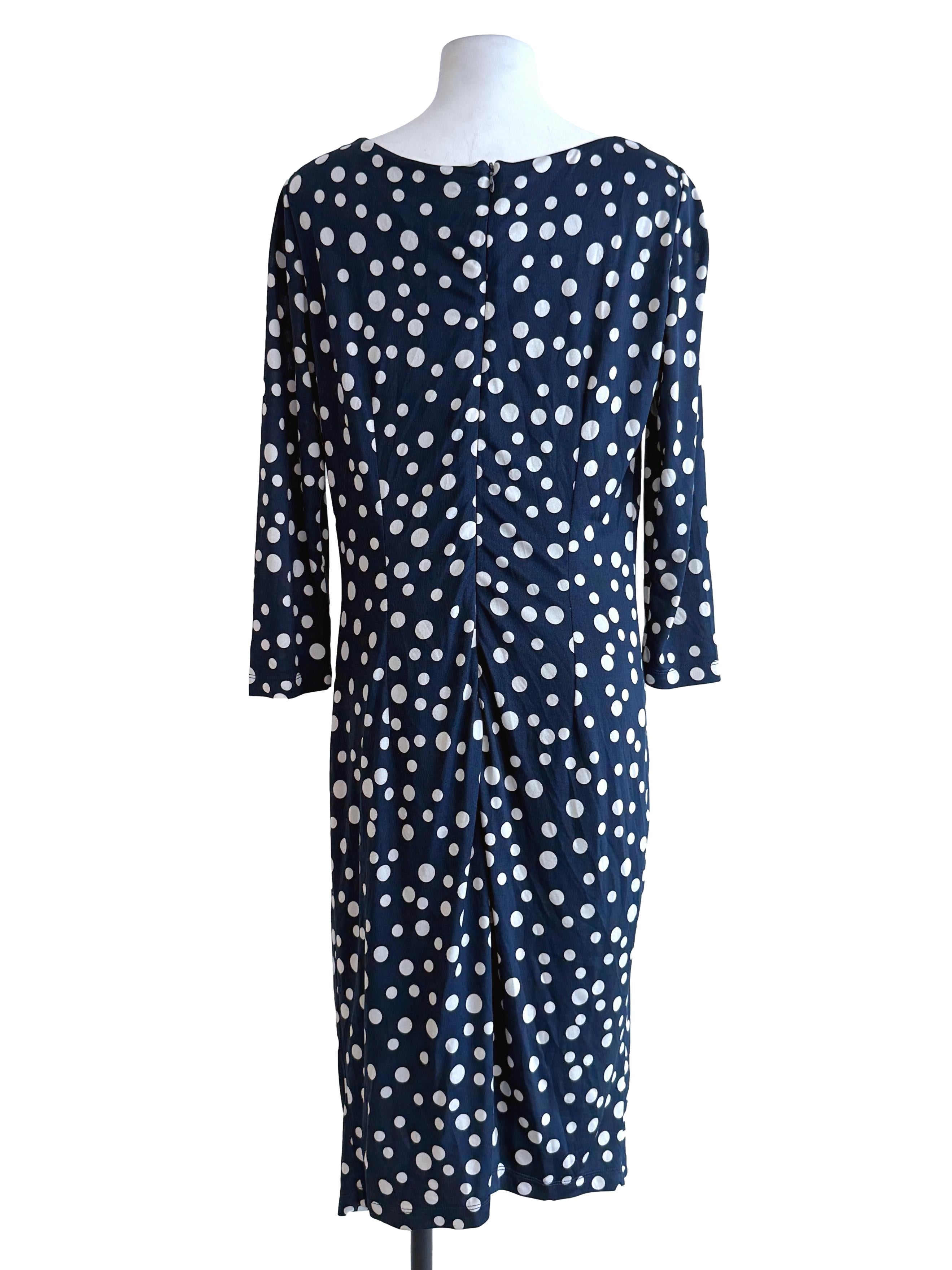 Blue Black Polka Dot Midi Dress