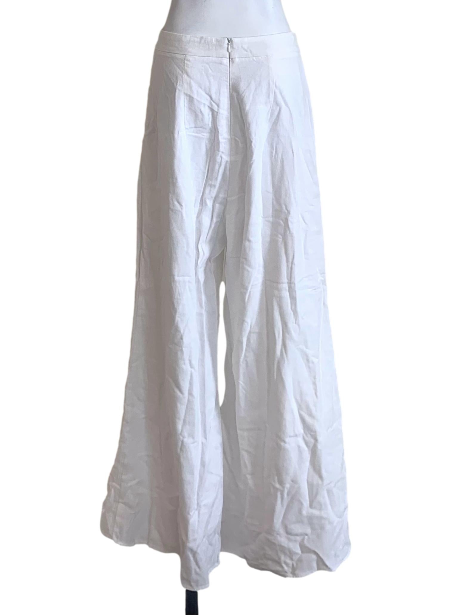 Cotton White Wide Leg Pants LB