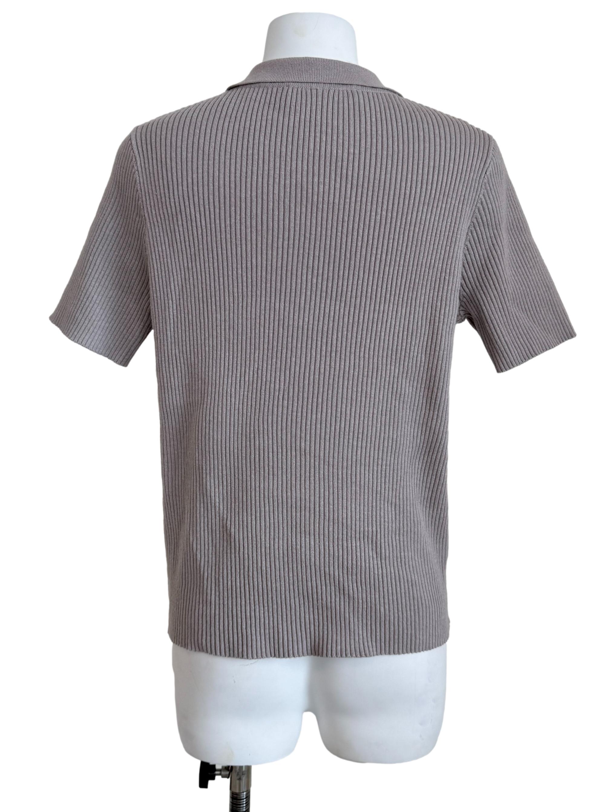 Graphite Grey Knit Polo Top