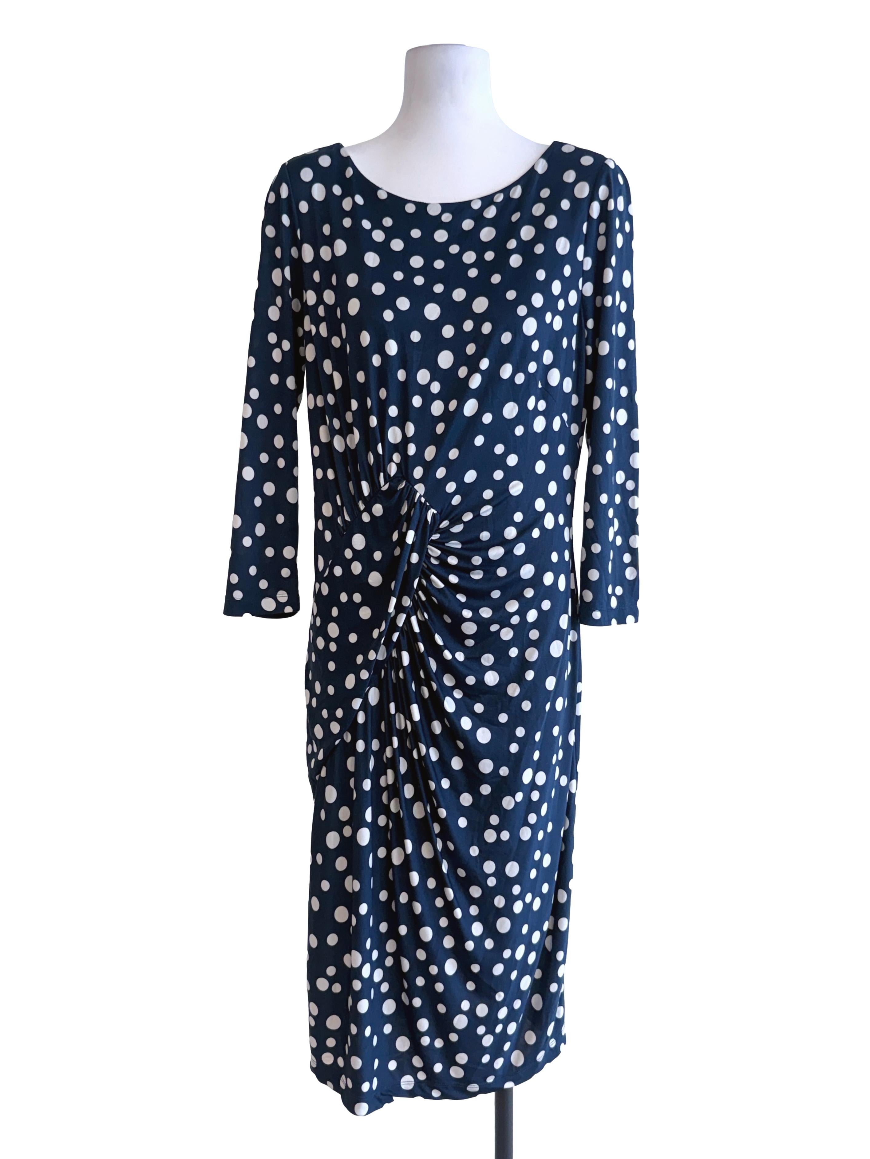 Blue Black Polka Dot Midi Dress