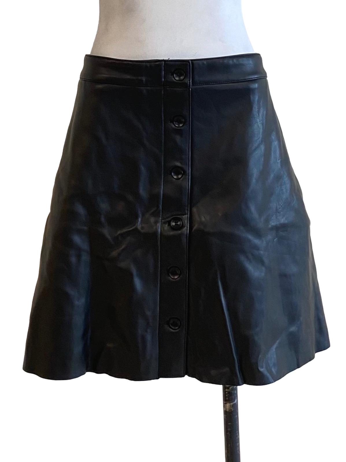 Black Leather Button Down Skorts