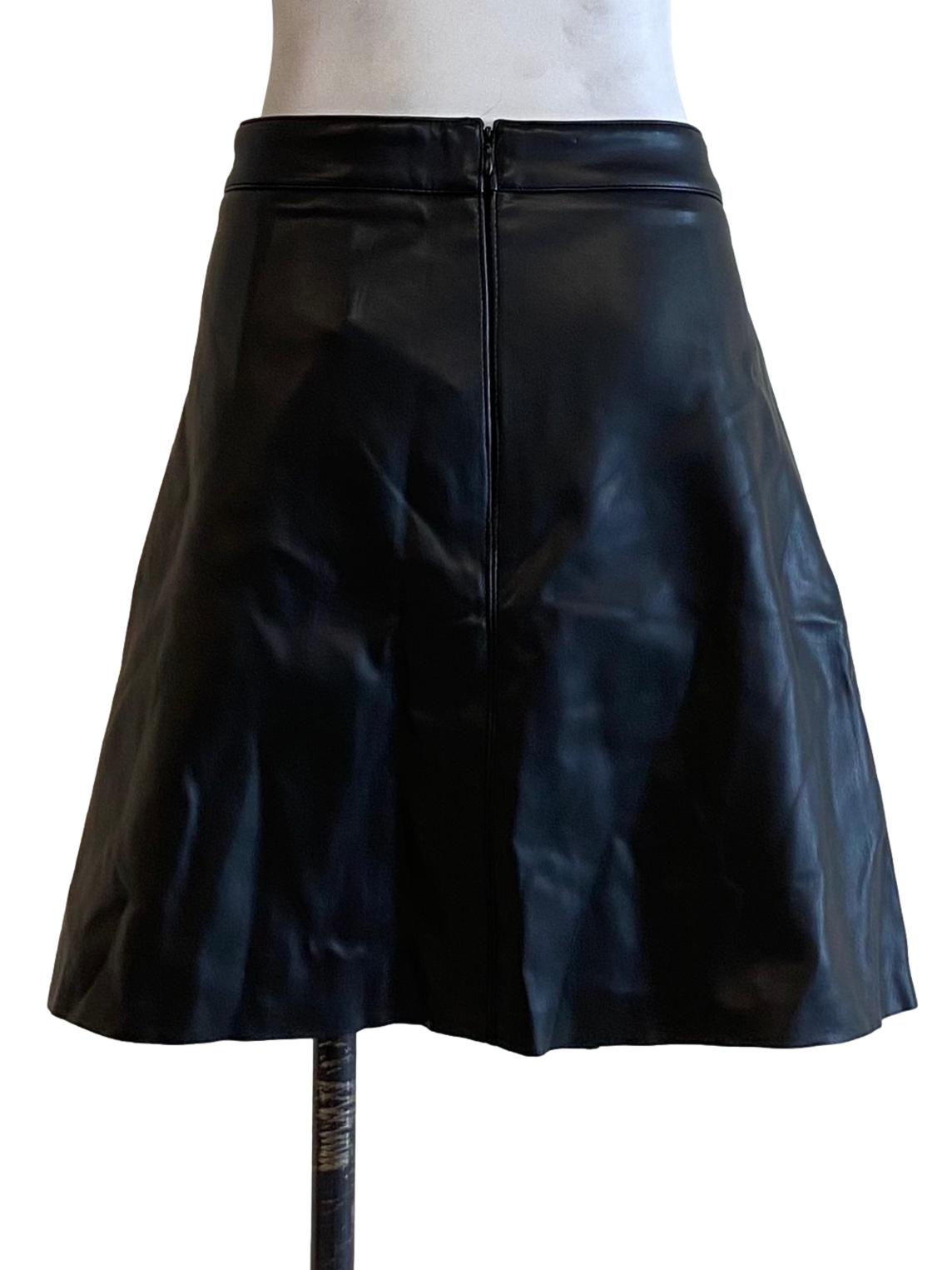 Black Leather Button Down Skorts