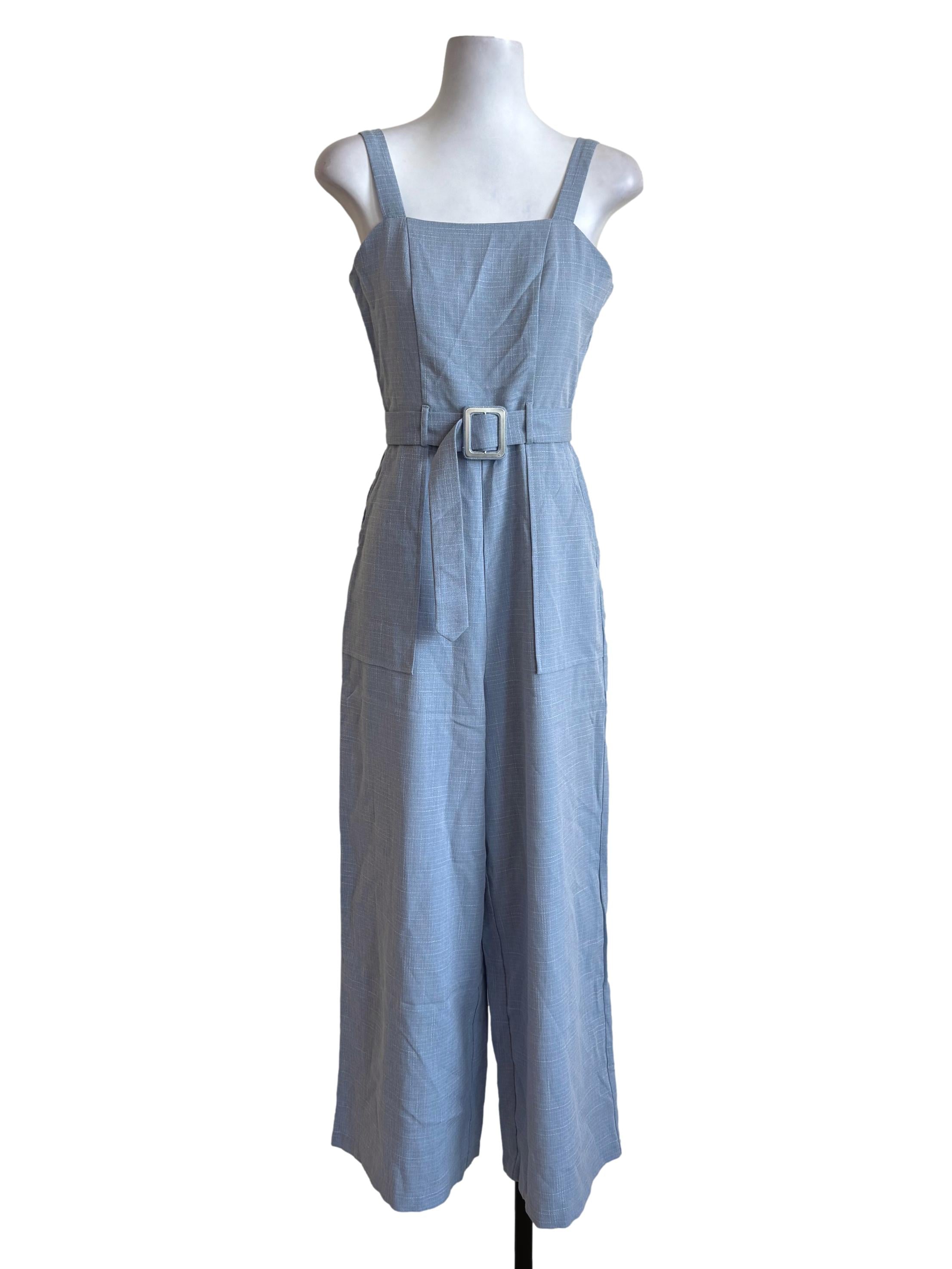 Sky Blue Textured Jumpsuit