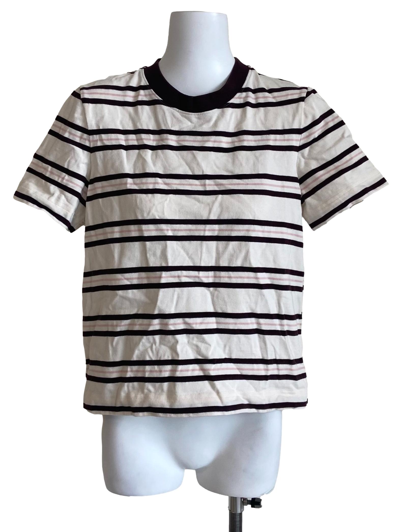 White & Brown Stripe Tee