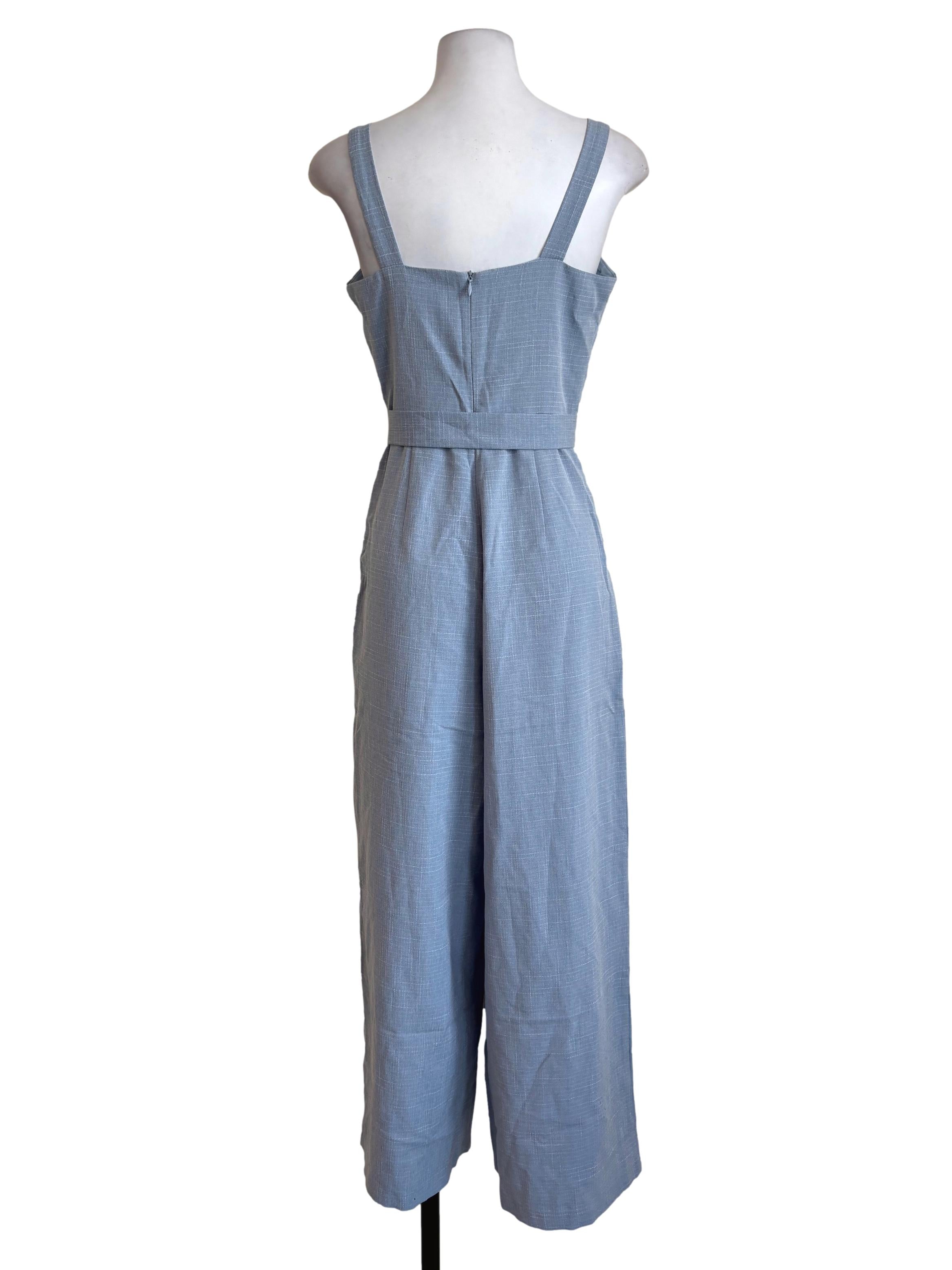 Sky Blue Textured Jumpsuit