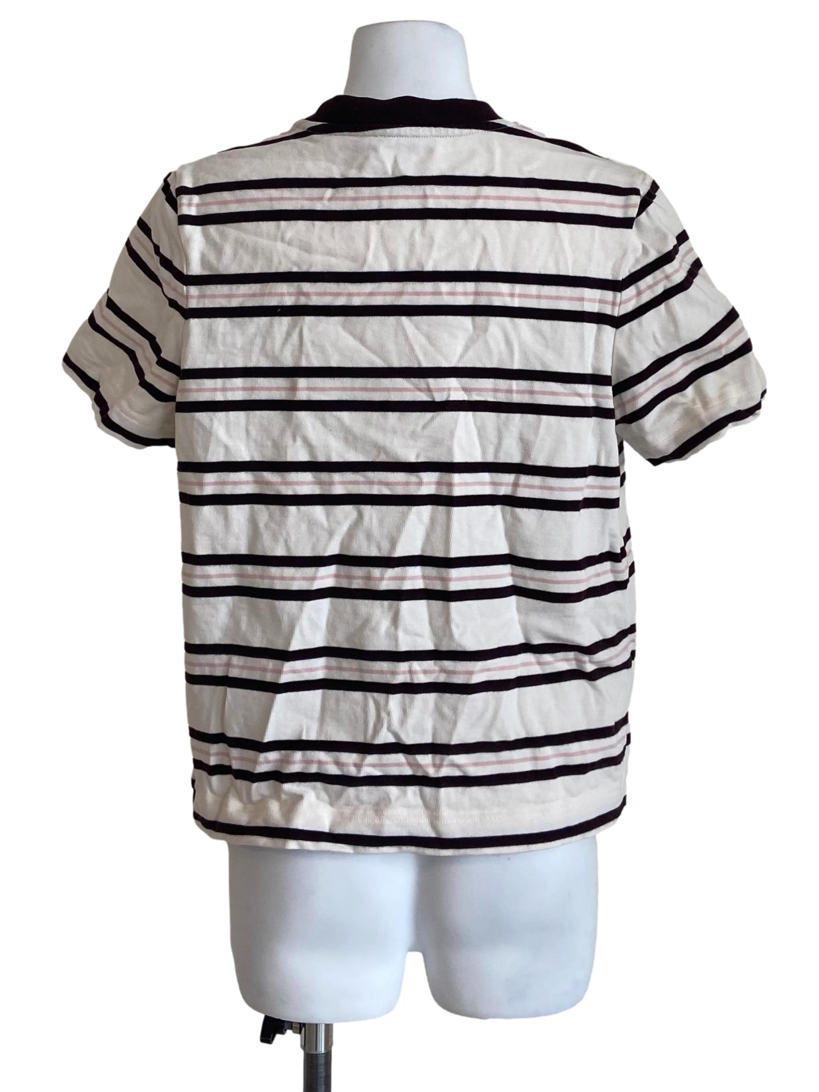 White & Brown Stripe Tee