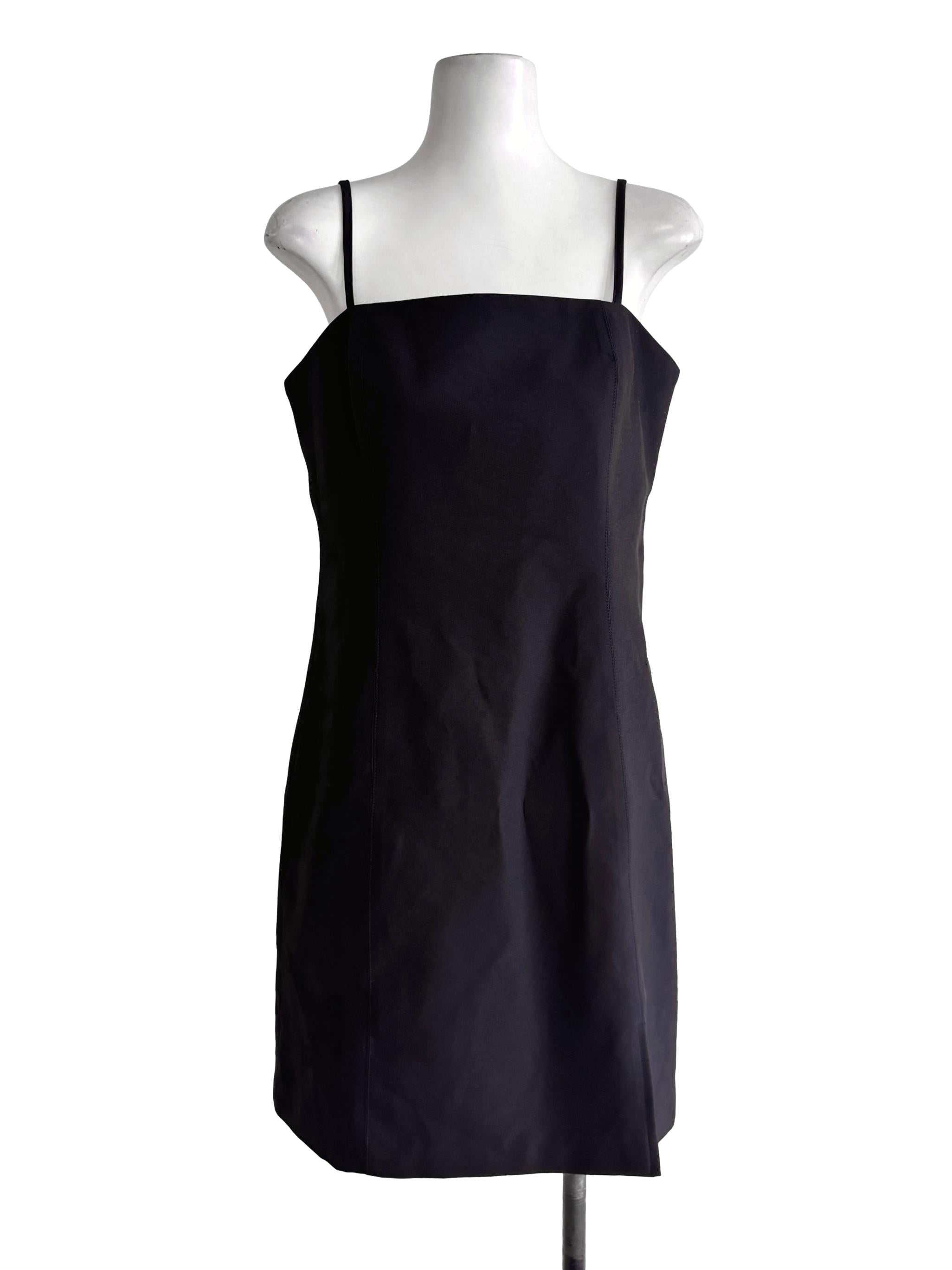 Black Plain Slit Dress