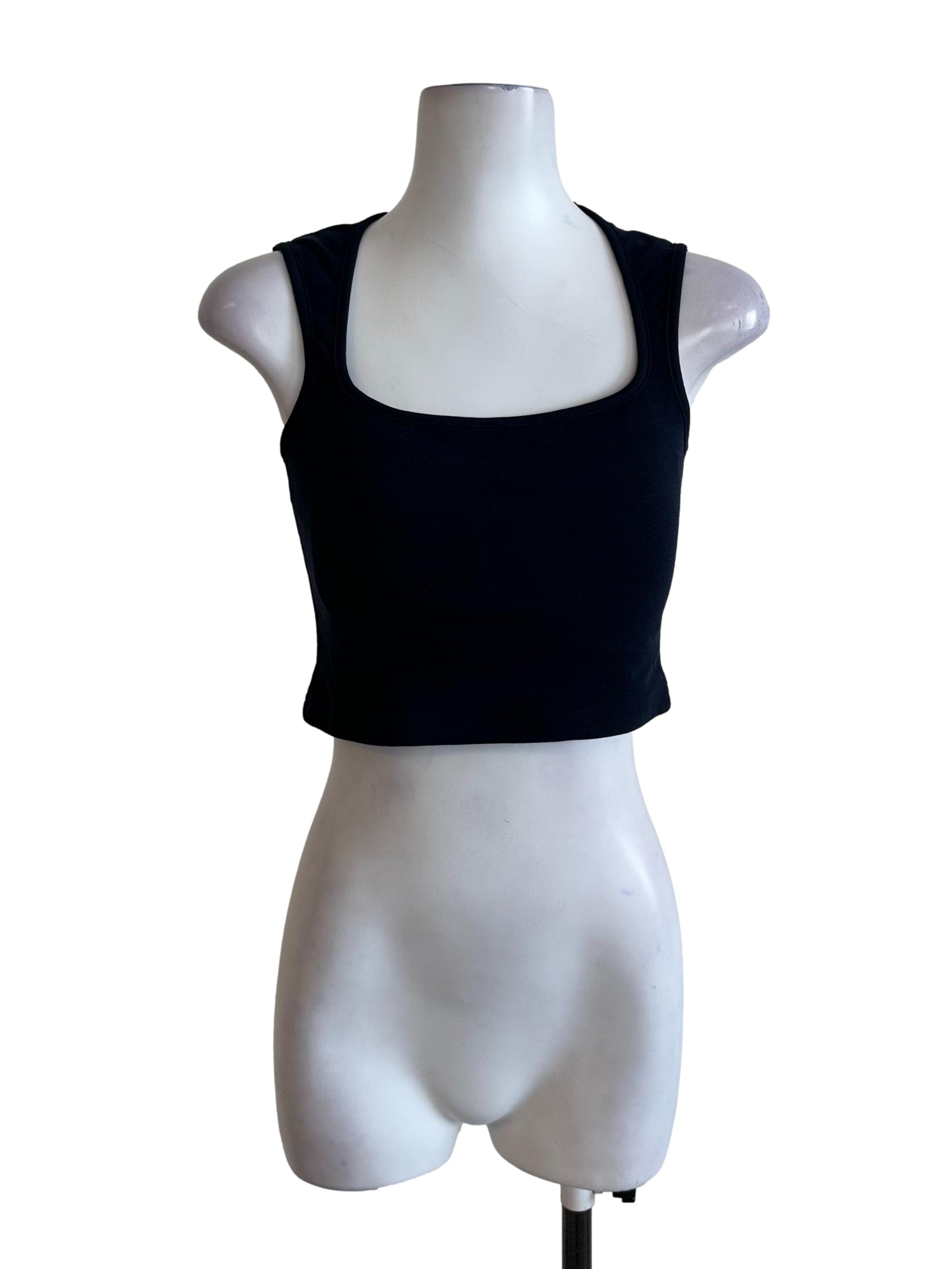 Dark Blue Square Neck Fitted Top