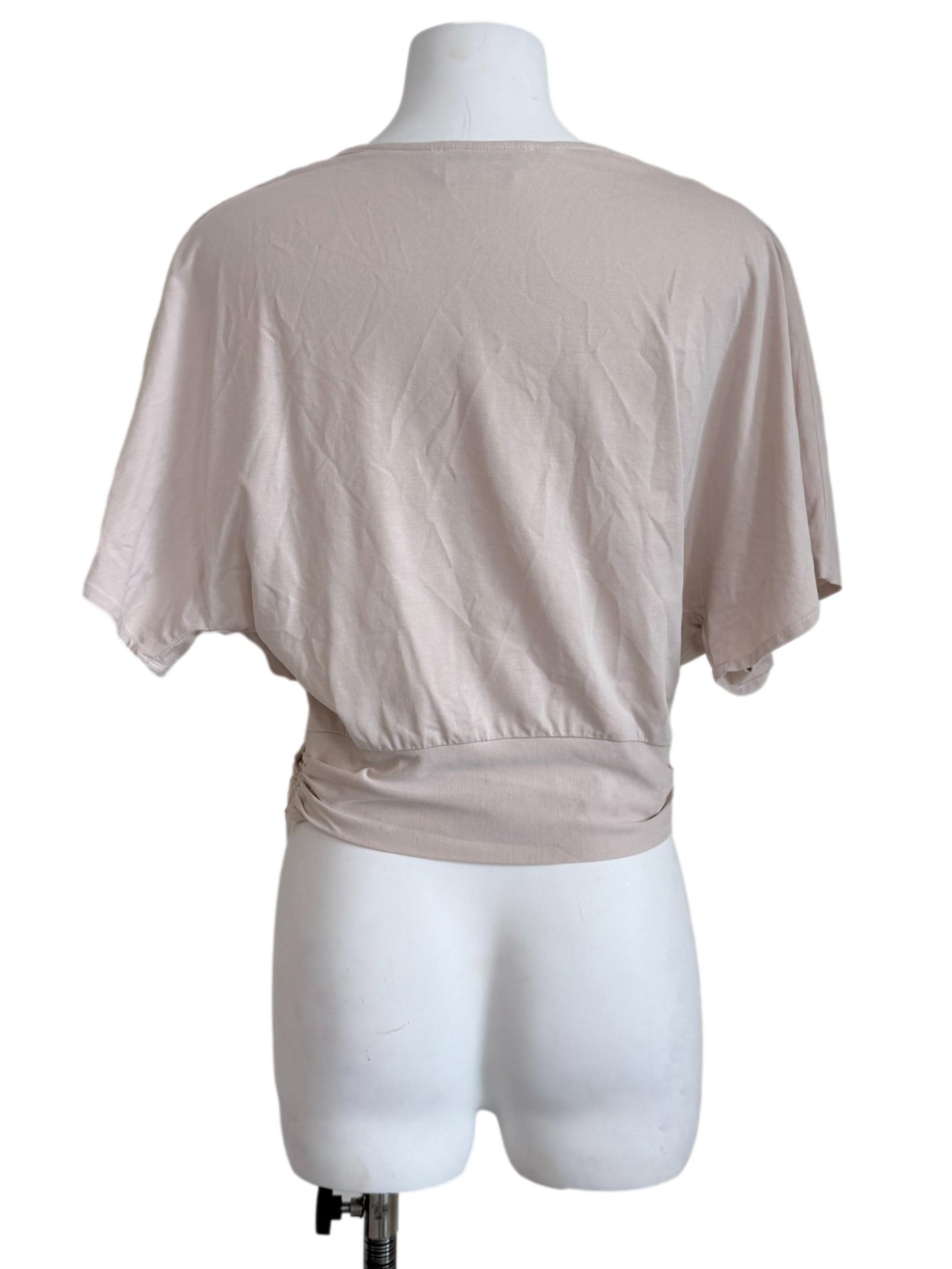 Ivory Beige V-Neck Batwing Top